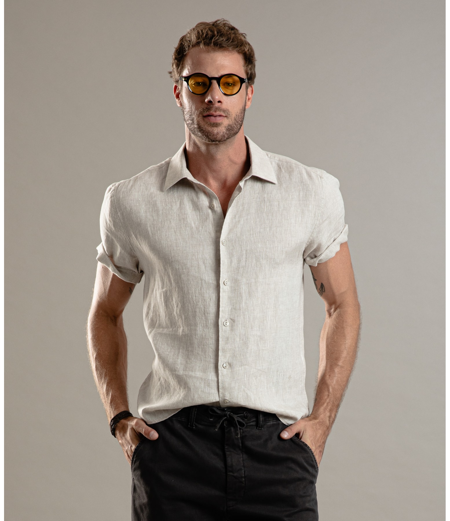 Camisa  Puro Linho  Cross Dye Natural