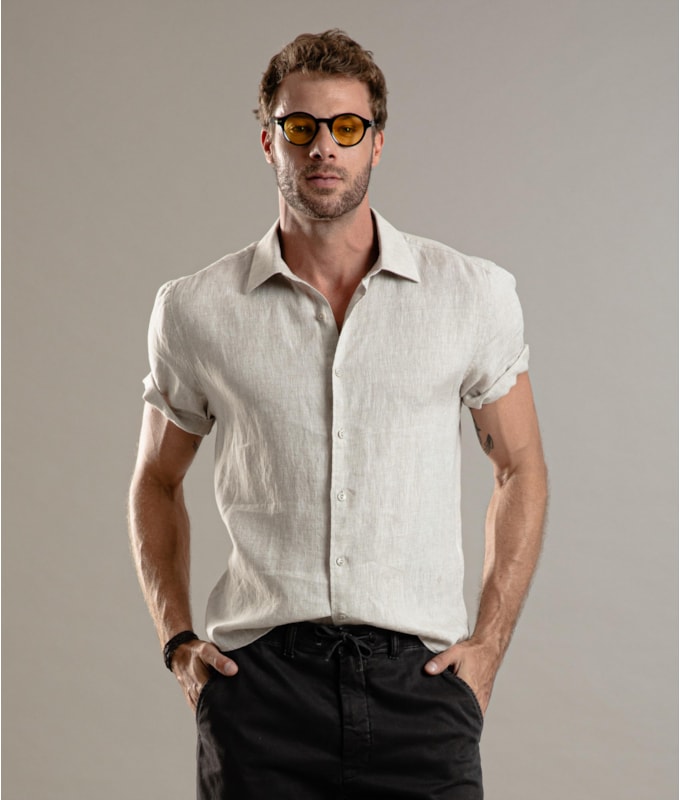 Camisa  Puro Linho  Cross Dye Natural