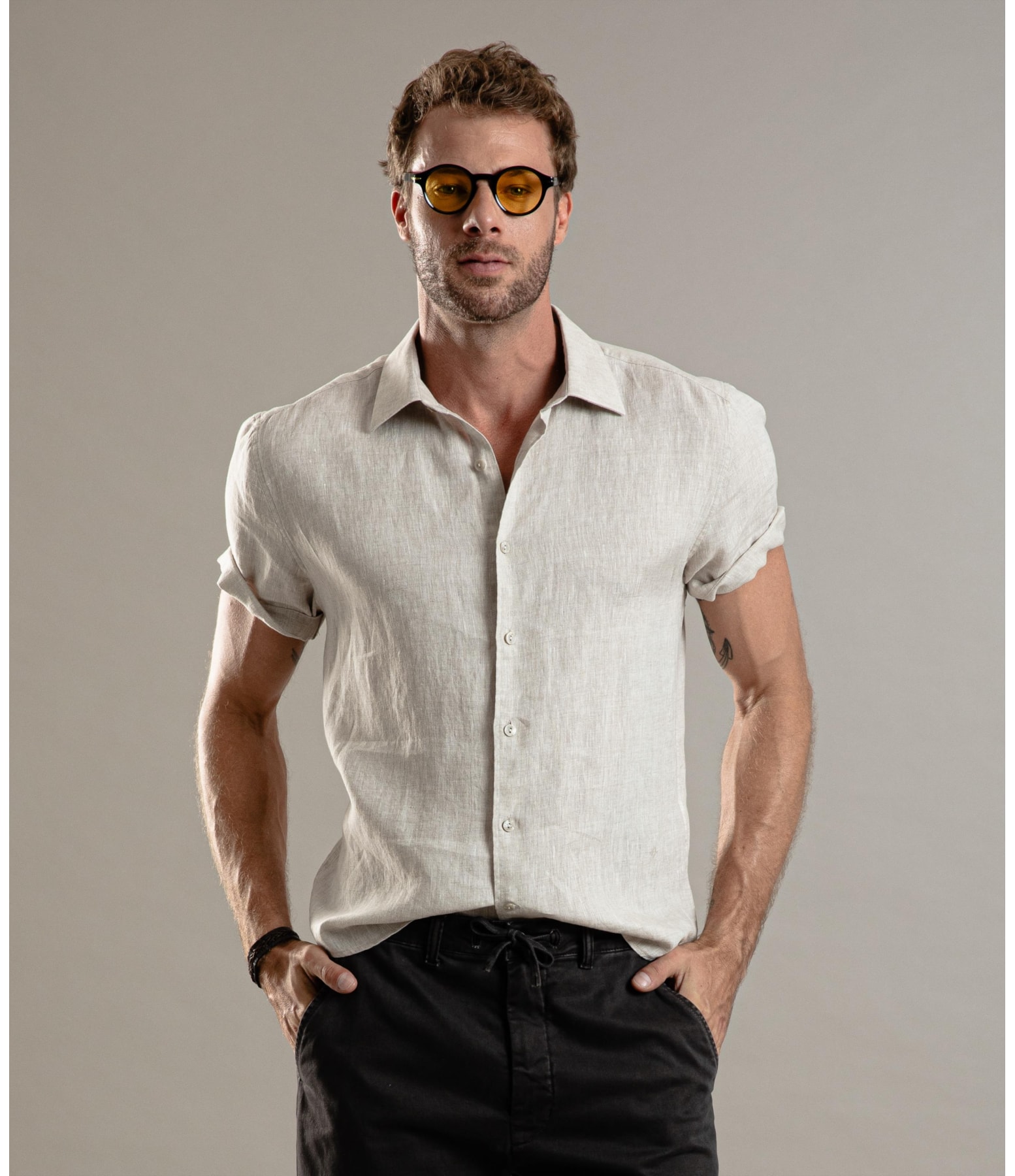 Camisa Puro Linho  Cross Dye Natural