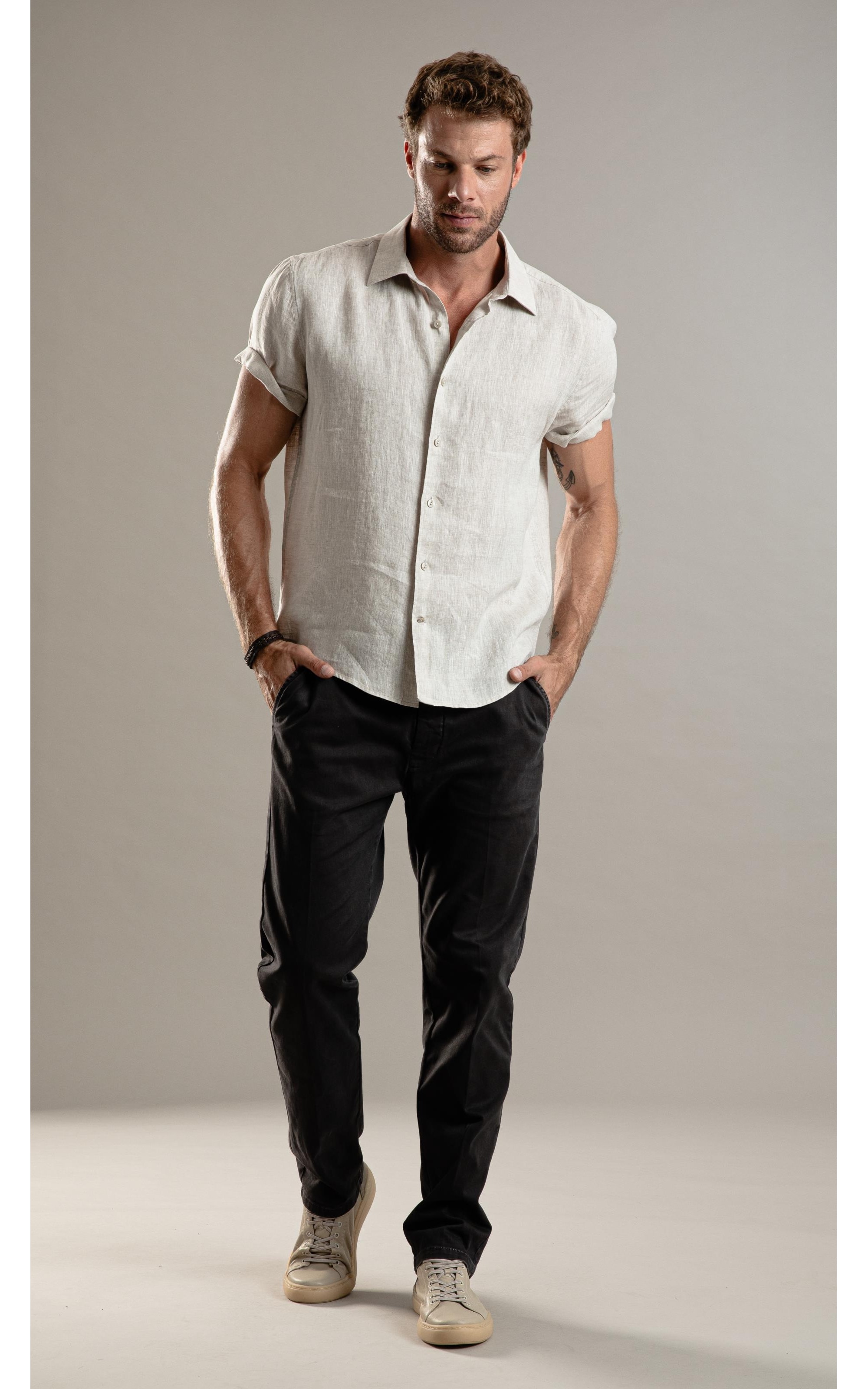 Camisa Puro Linho  Cross Dye Natural