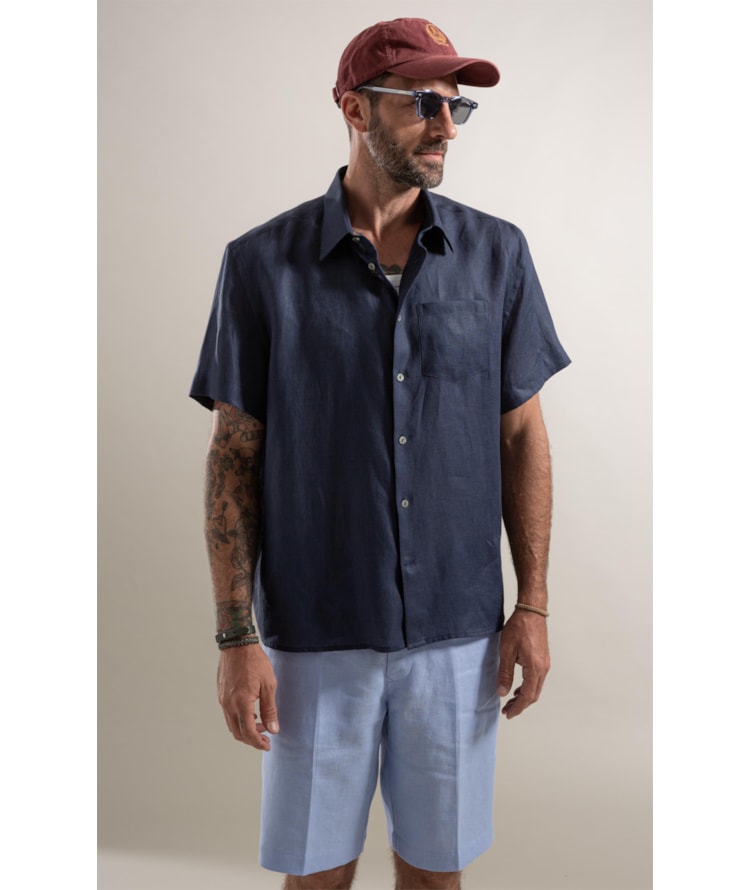 Camisa Puro Linho  Dark Navy