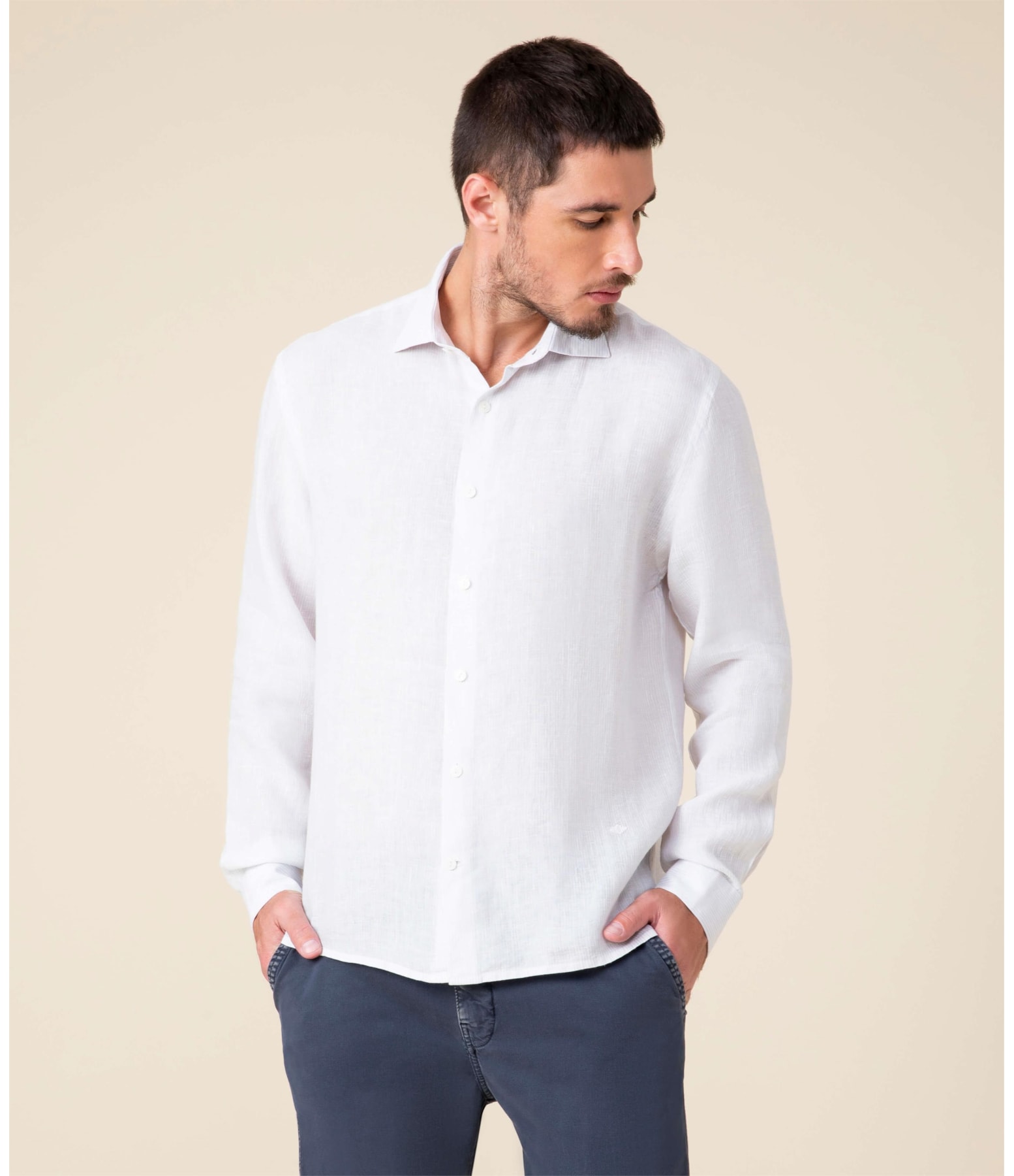 Camisa  Puro Linho  Davi Cinza Claro