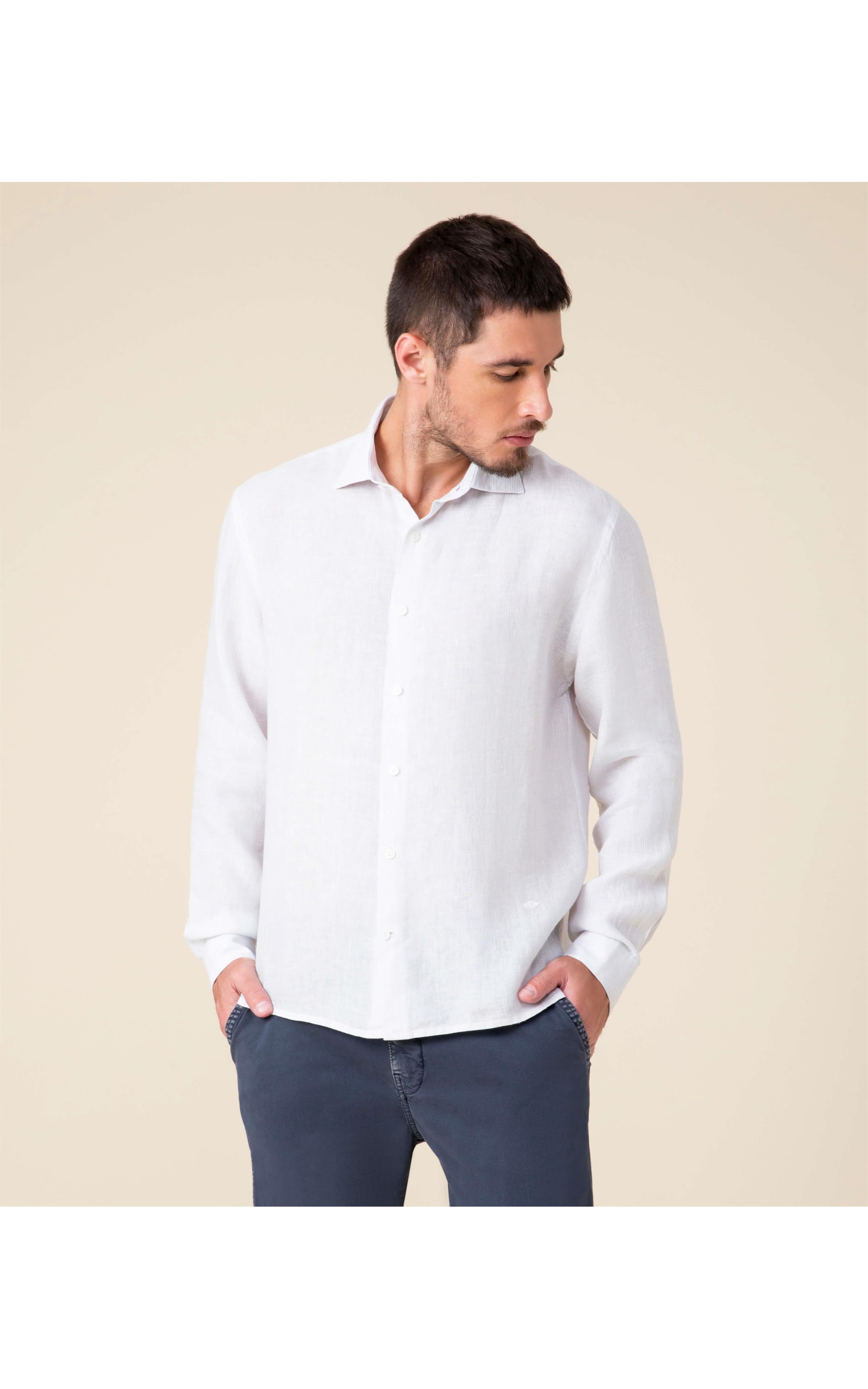 Camisa  Puro Linho  Davi Cinza Claro