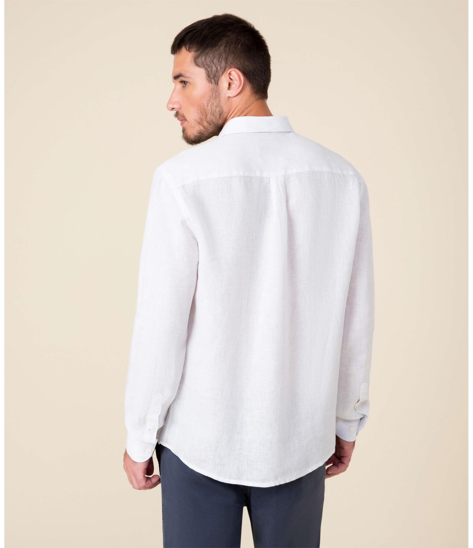 Camisa  Puro Linho  Davi Cinza Claro