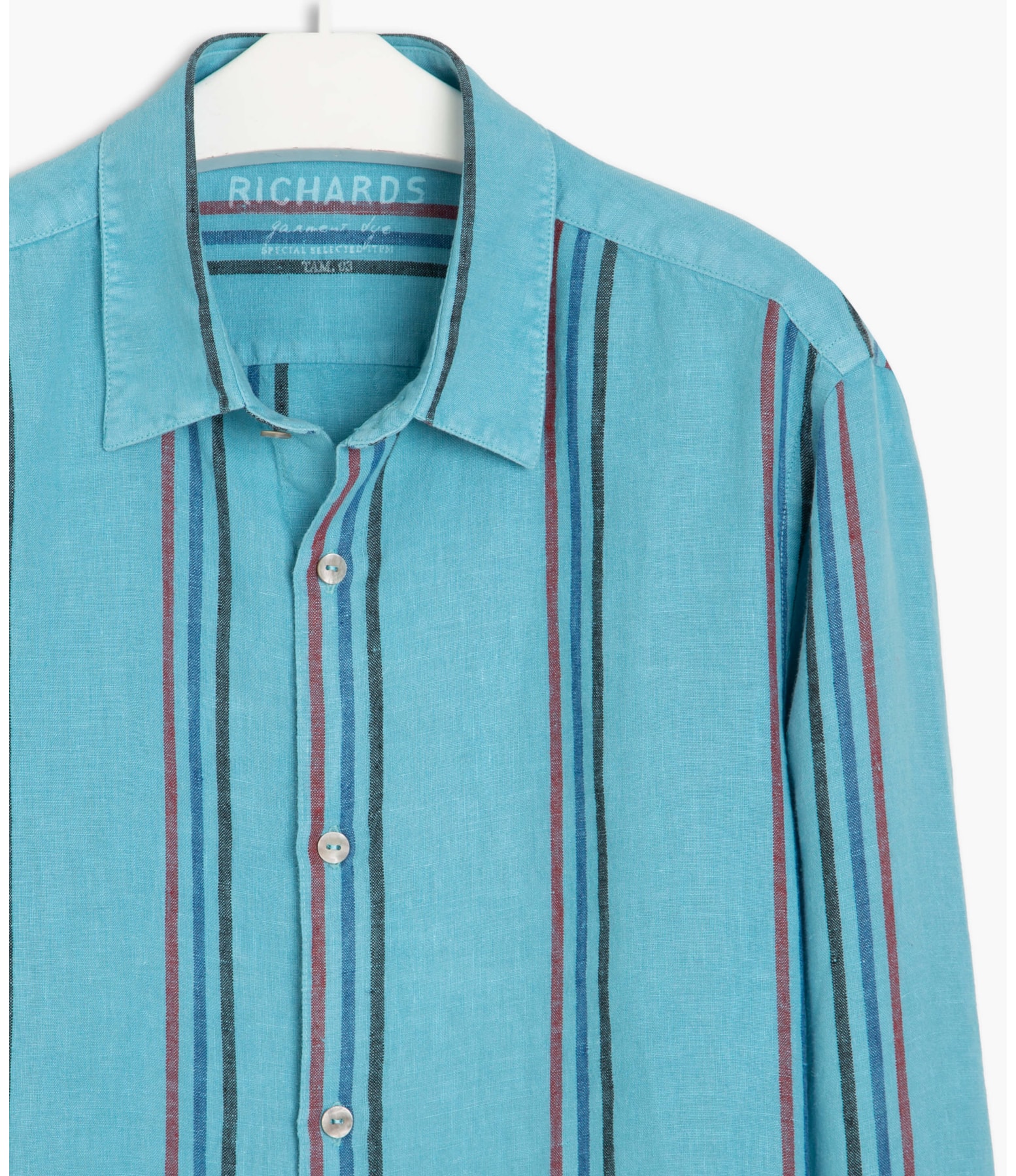 Camisa  Puro Linho Eiltat Listrada Ml Turquesa