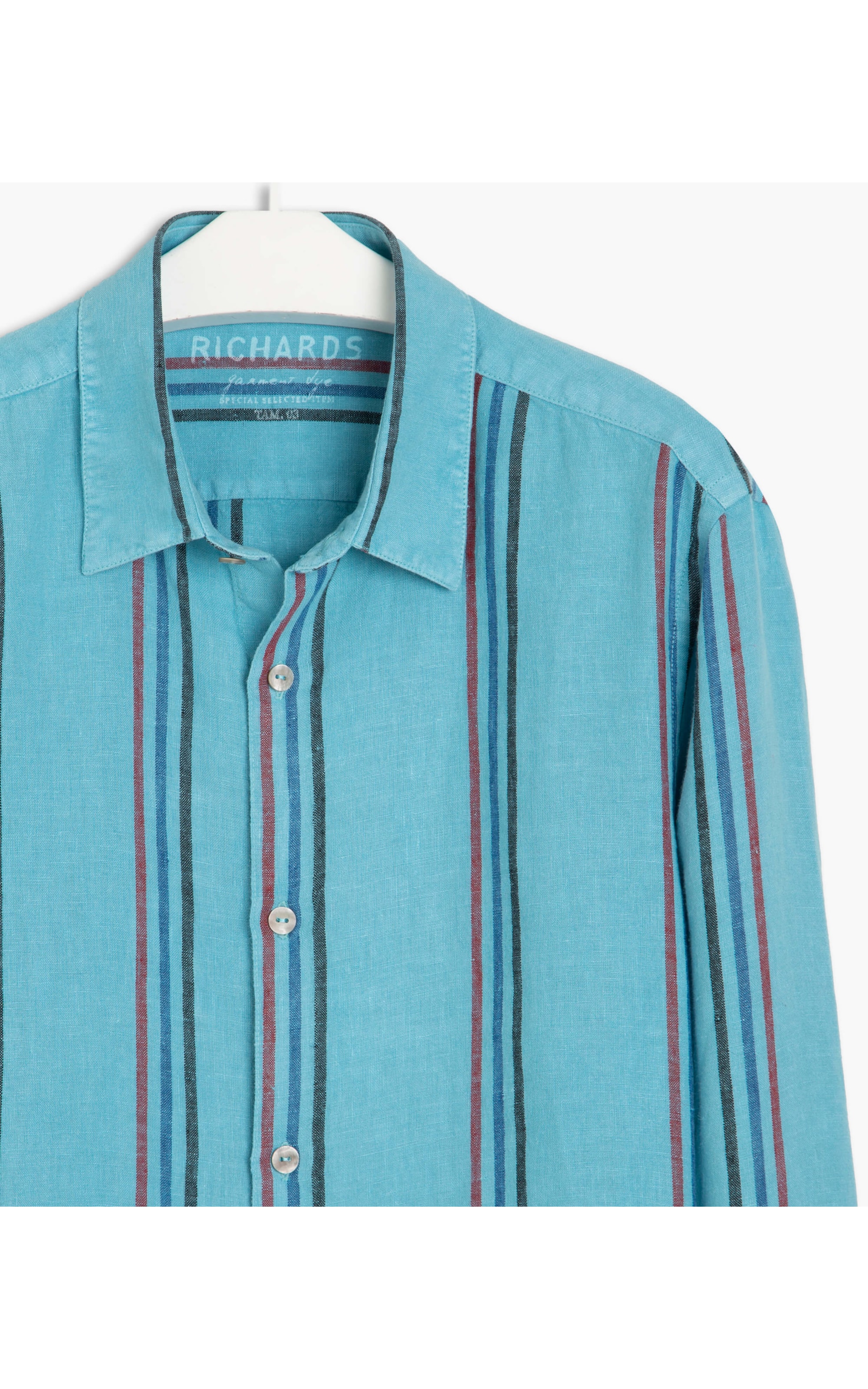 Camisa  Puro Linho Eiltat Listrada Ml Turquesa