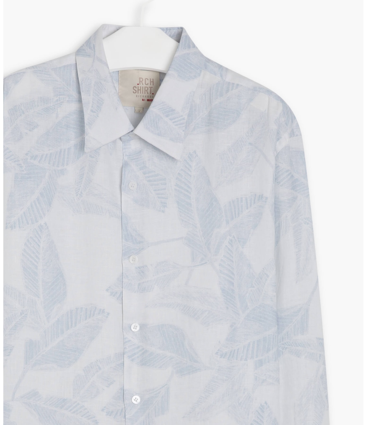  Camisa Puro Linho Estampada Feuillage m Hortencia