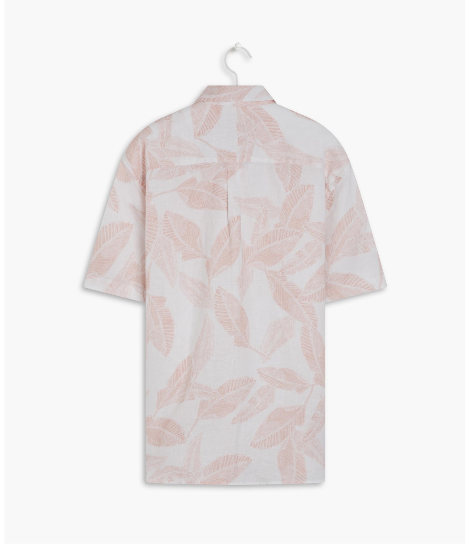 Camisa  Puro Linho Estampada Feuillage Mc Salmao