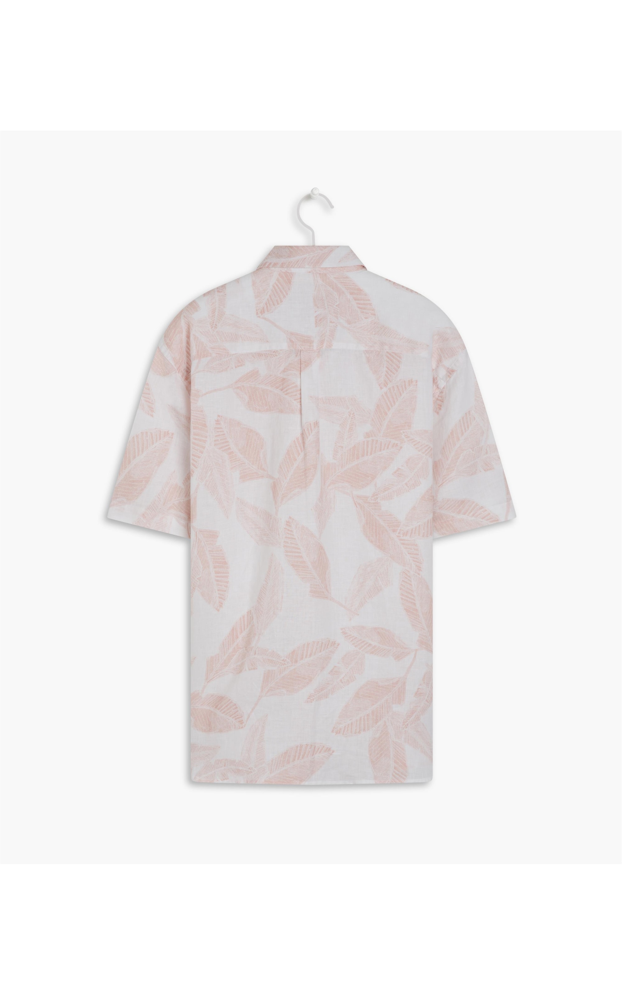 Camisa  Puro Linho Estampada Feuillage Mc Salmao