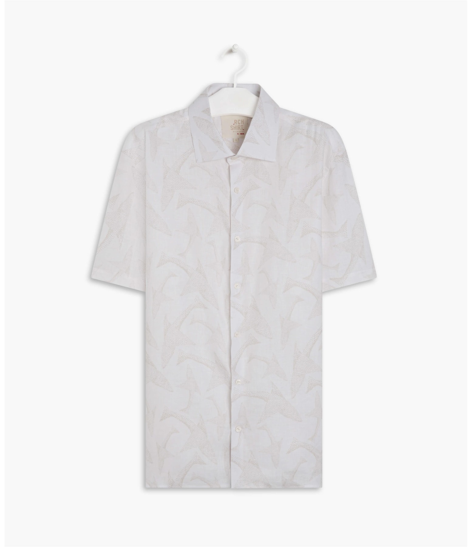 Camisa Puro Linho Estampada Peixe Point Mc Caqui