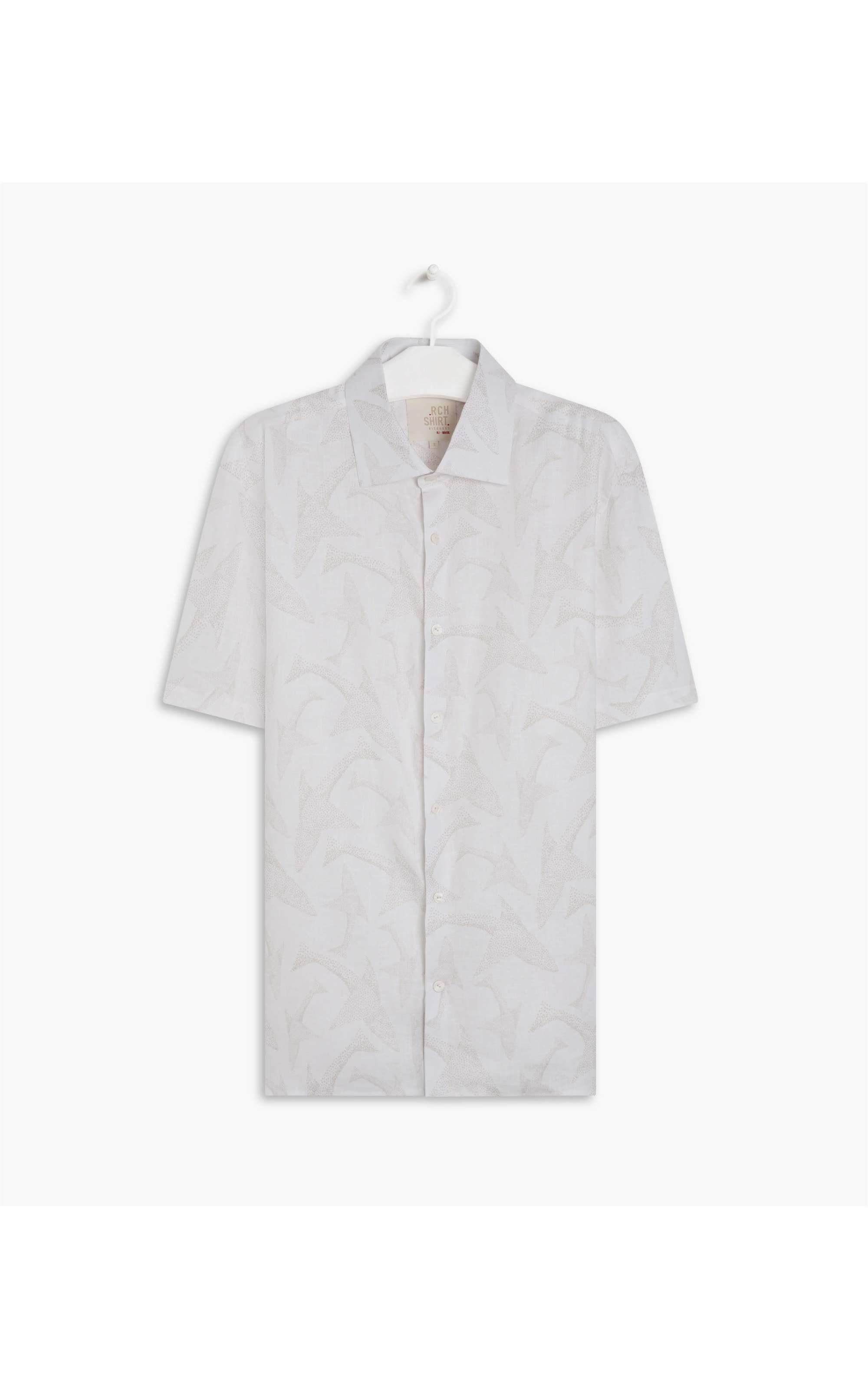 Camisa Puro Linho Estampada Peixe Point Mc Caqui