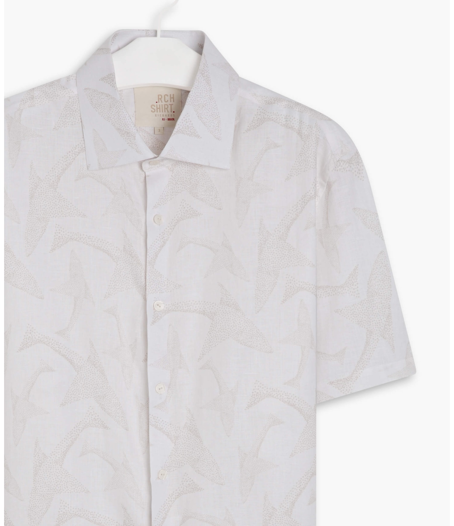 Camisa Puro Linho Estampada Peixe Point Mc Caqui