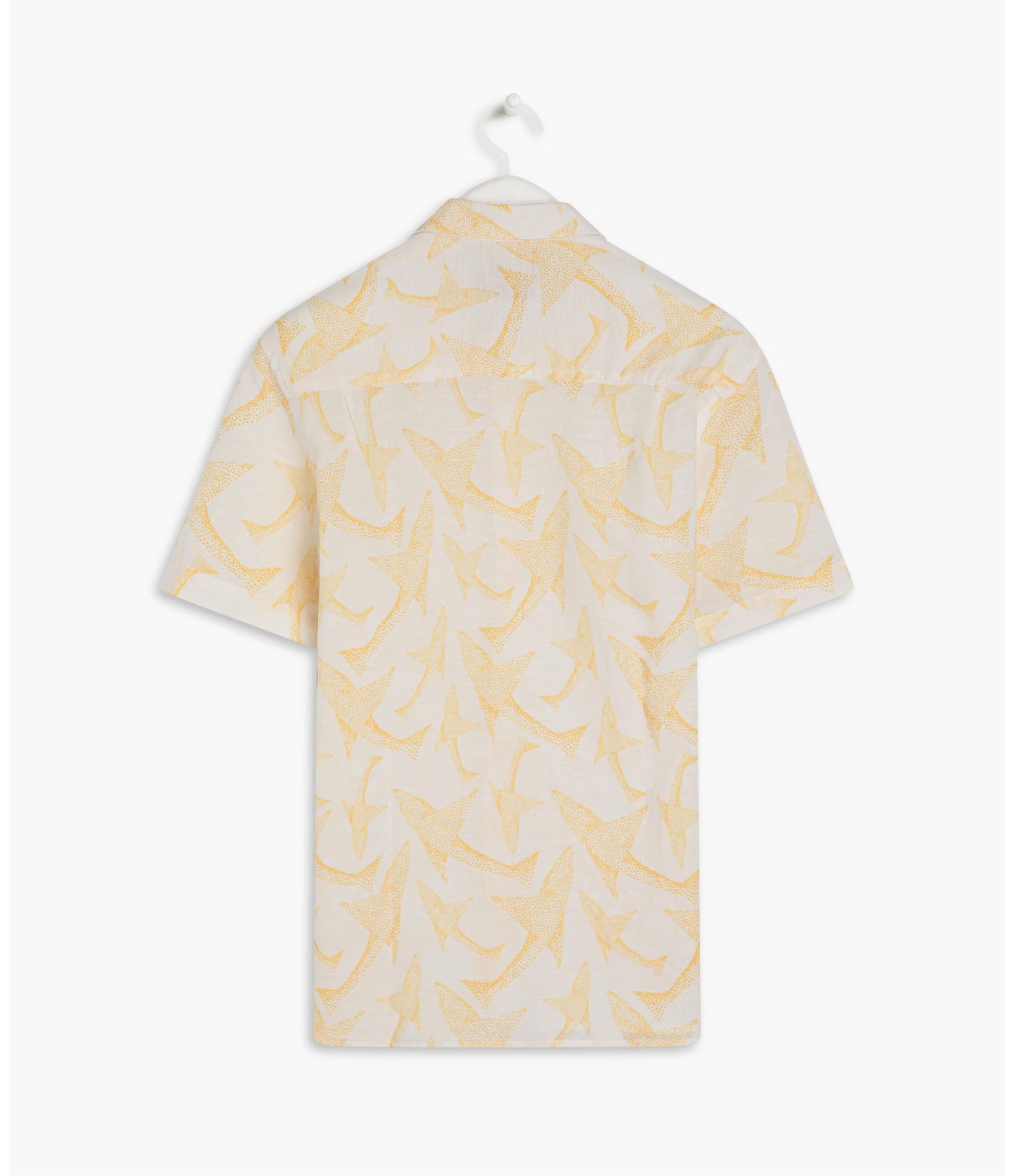 Camisa  Puro Linho Estampada Peixe Point Mc Mostarda