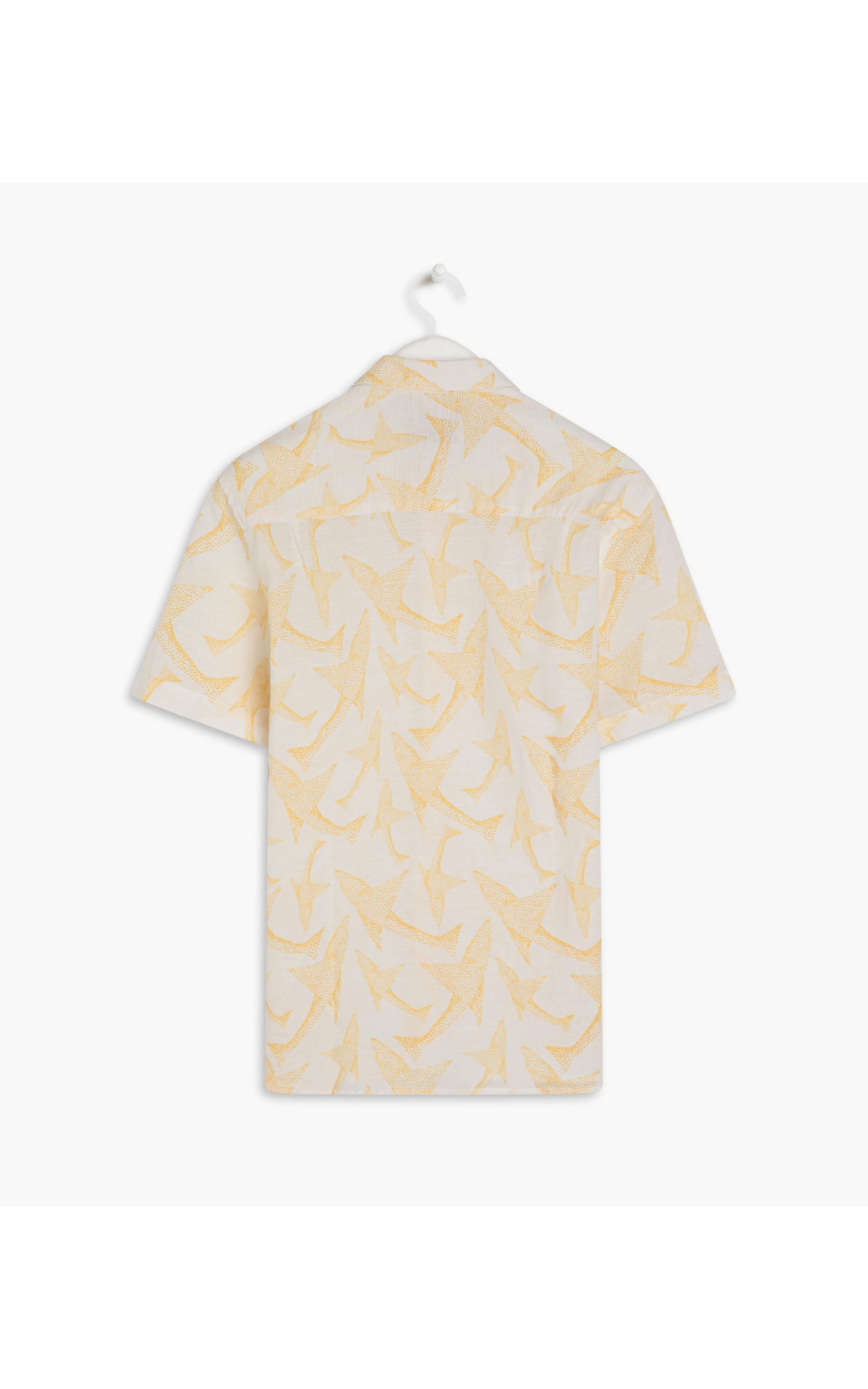 Camisa  Puro Linho Estampada Peixe Point Mc Mostarda