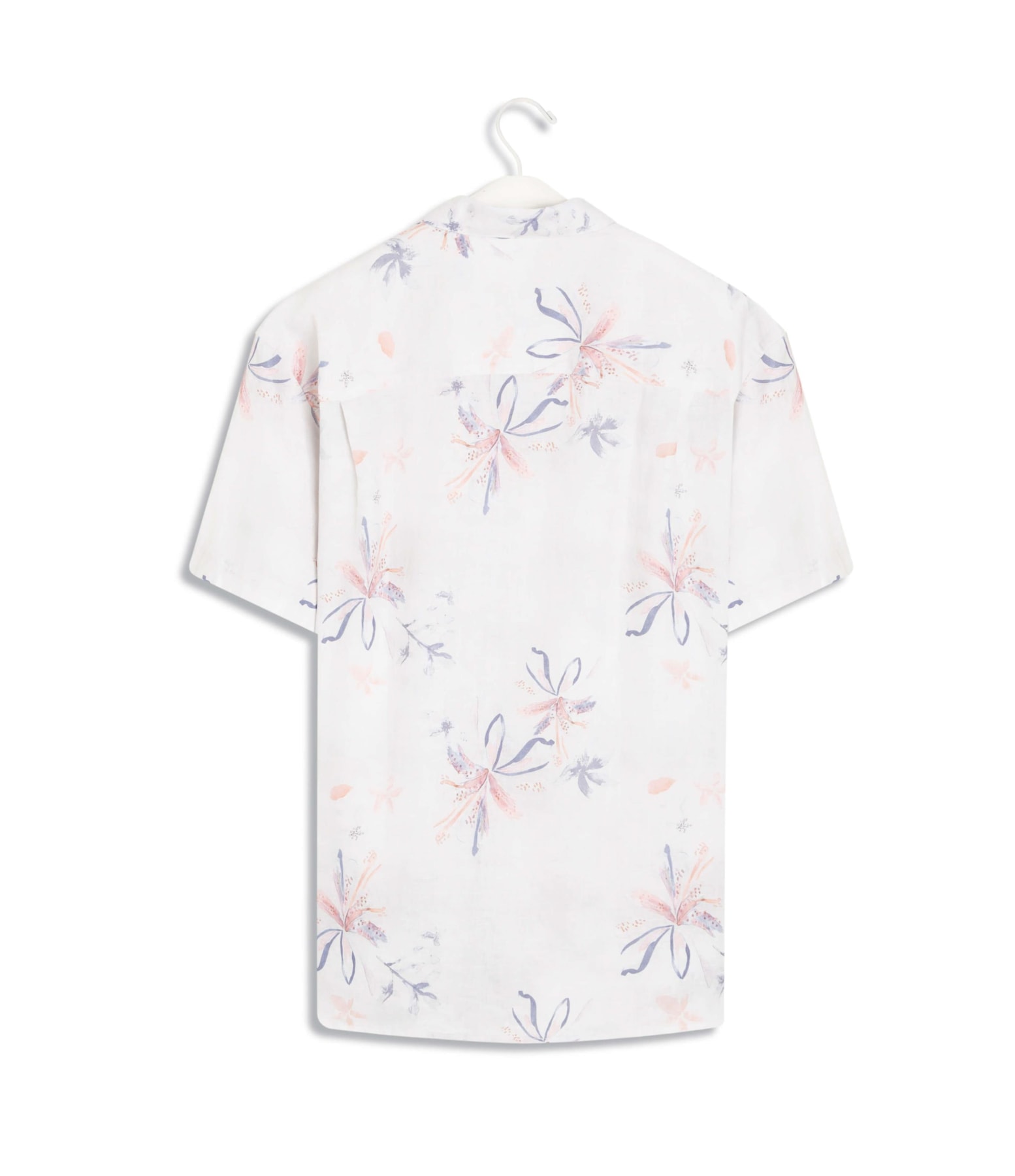 Camisa  Puro Linho Estampada Soft Flower Mc Azul Bic