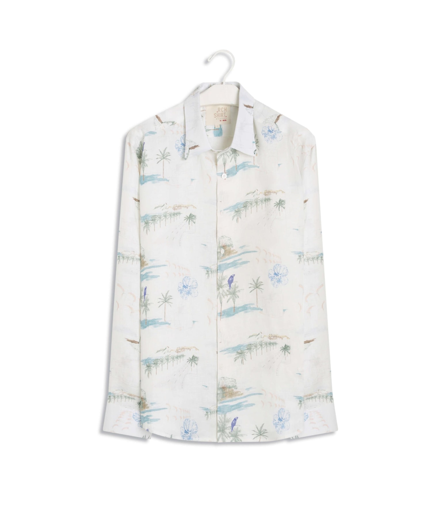 Camisa Puro Linho Estampada Spots Ml Branco