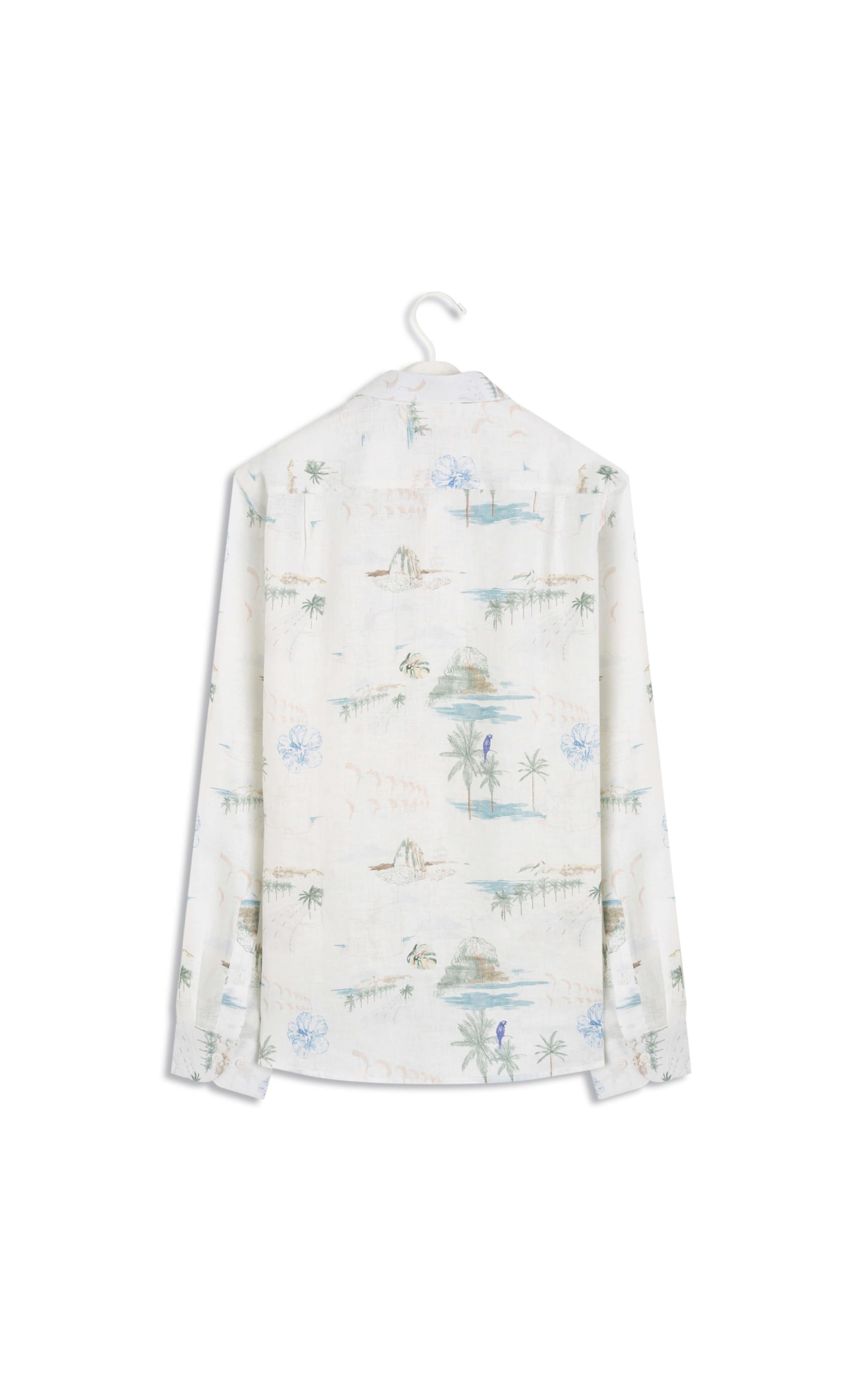 Camisa Puro Linho Estampada Spots Ml Branco