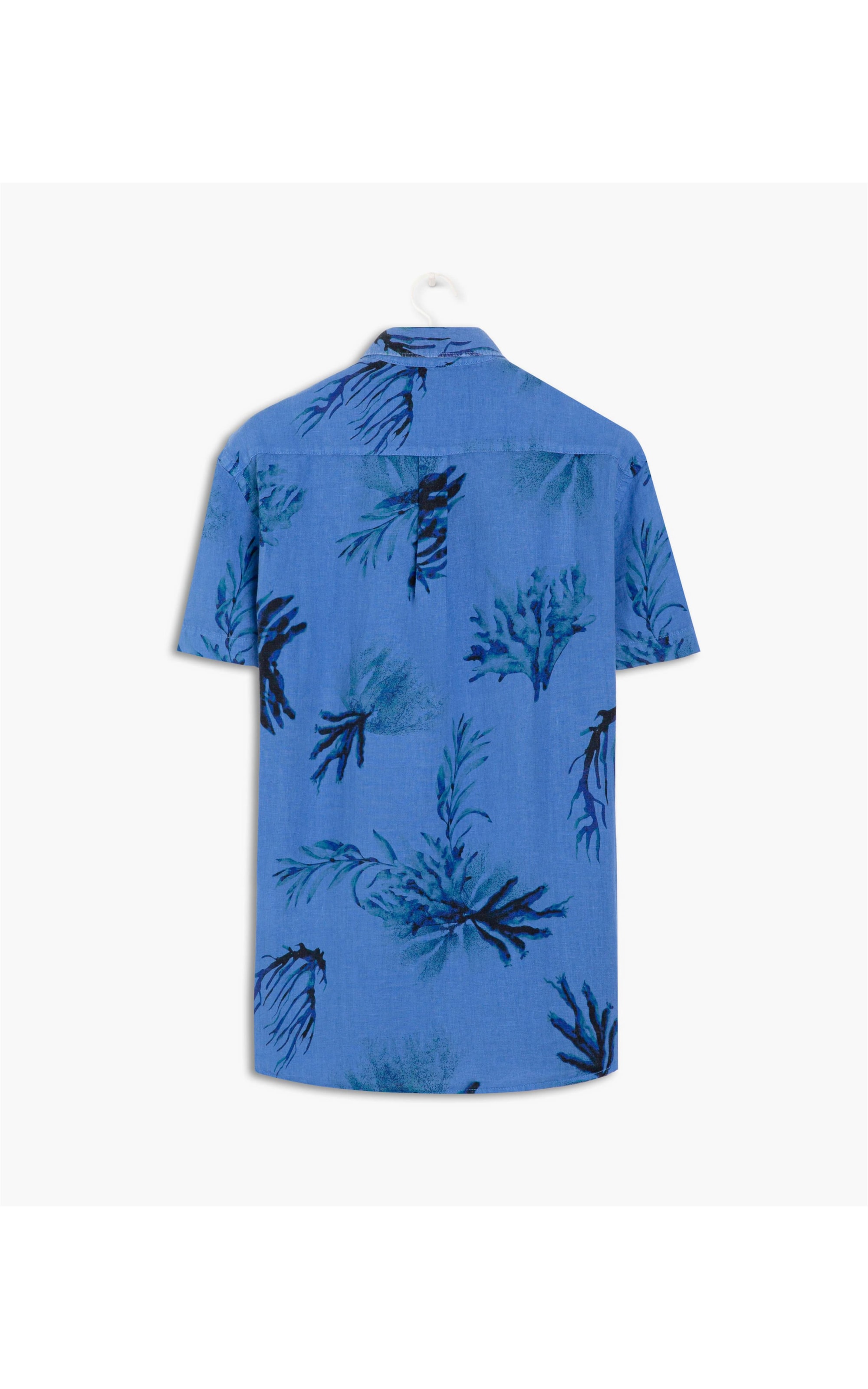 Camisa  Puro Linho Fiji Estampada Mc Azul Bic