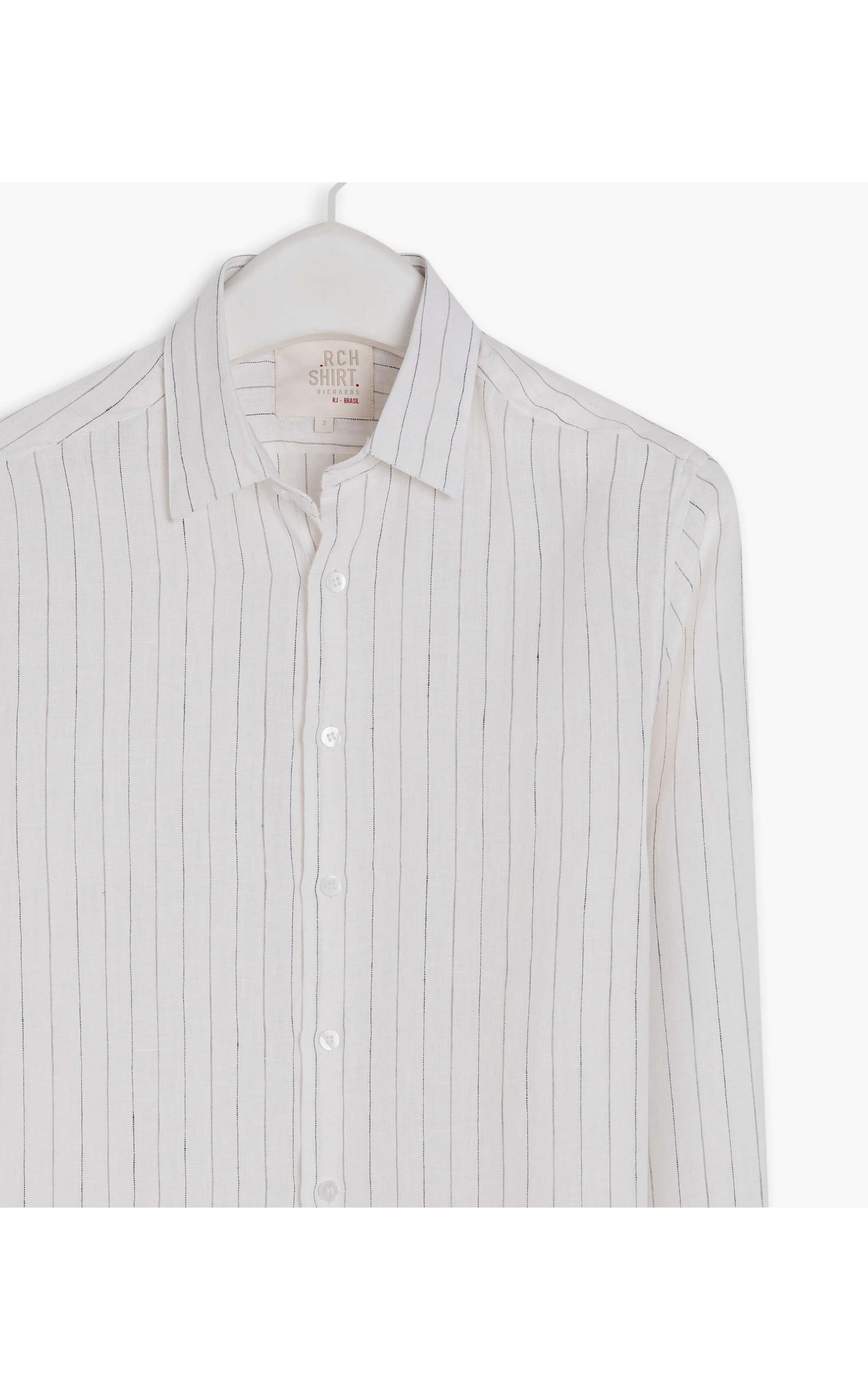 Camisa  Puro Linho  Ft Ml Masculino Cinza Medio