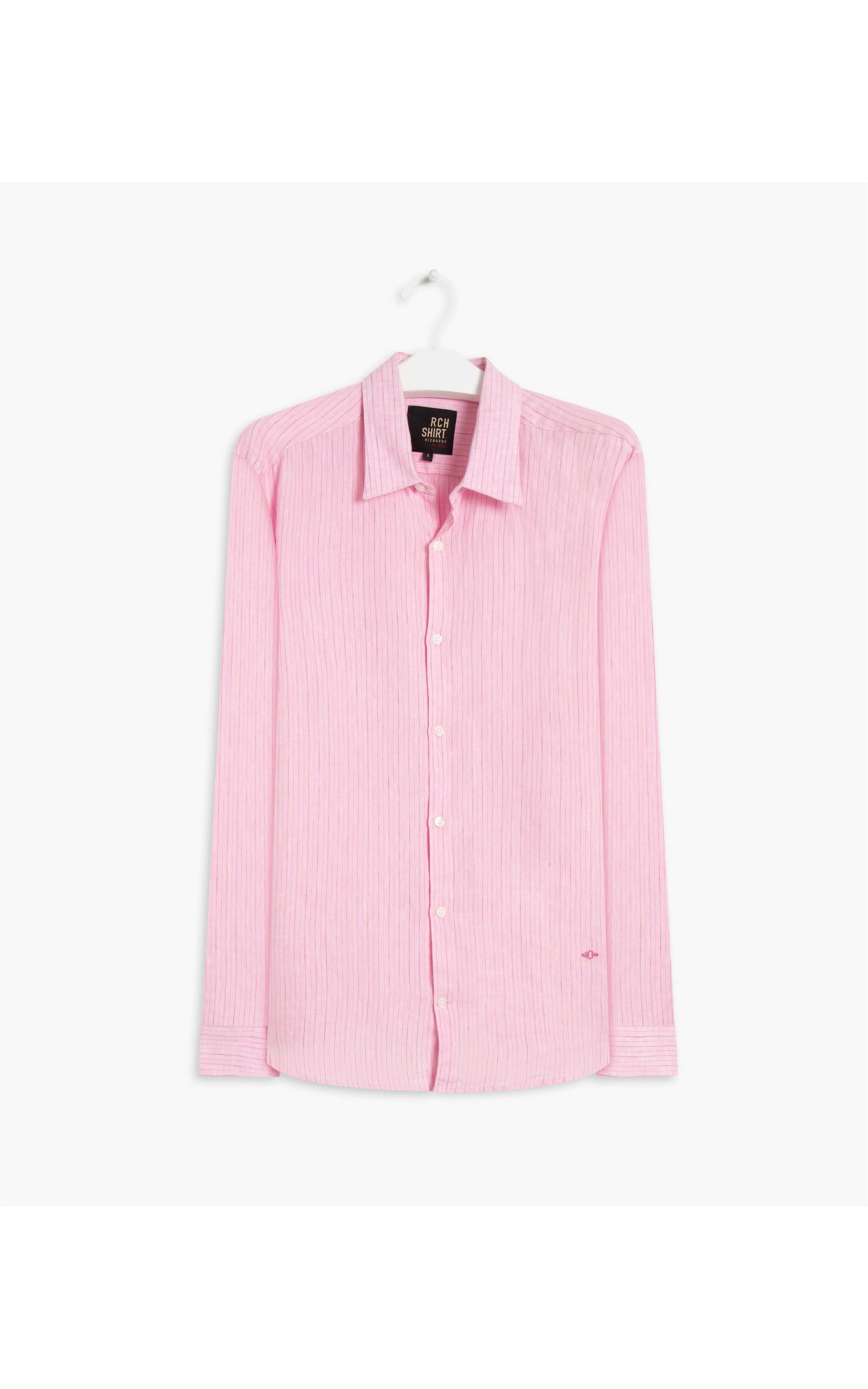 Camisa Puro Linho Gabriel Listrada Ml Rosa
