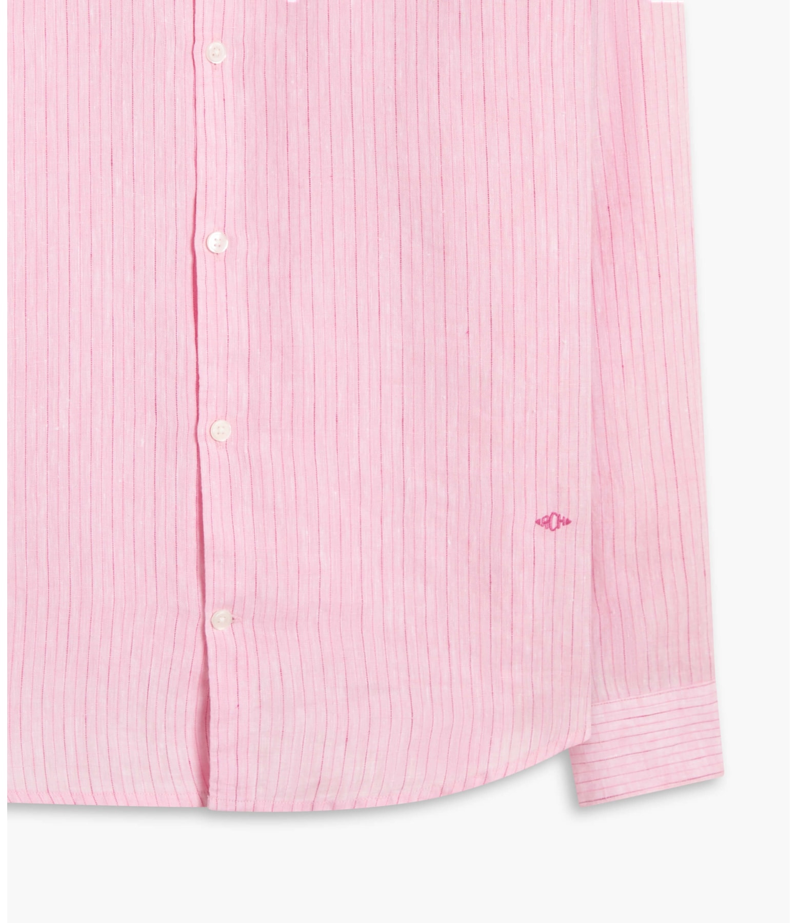 Camisa Puro Linho Gabriel Listrada Ml Rosa