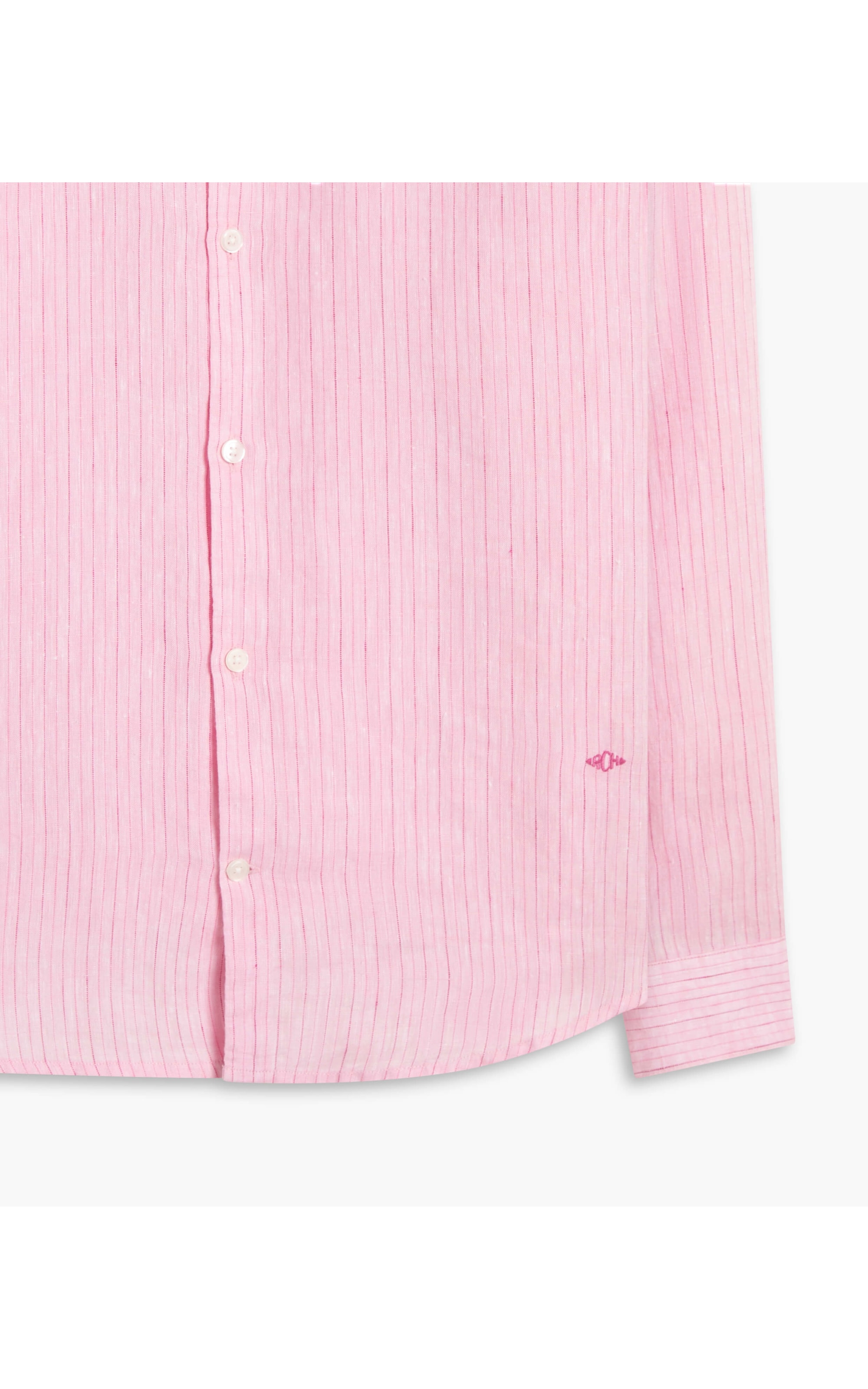 Camisa Puro Linho Gabriel Listrada Ml Rosa