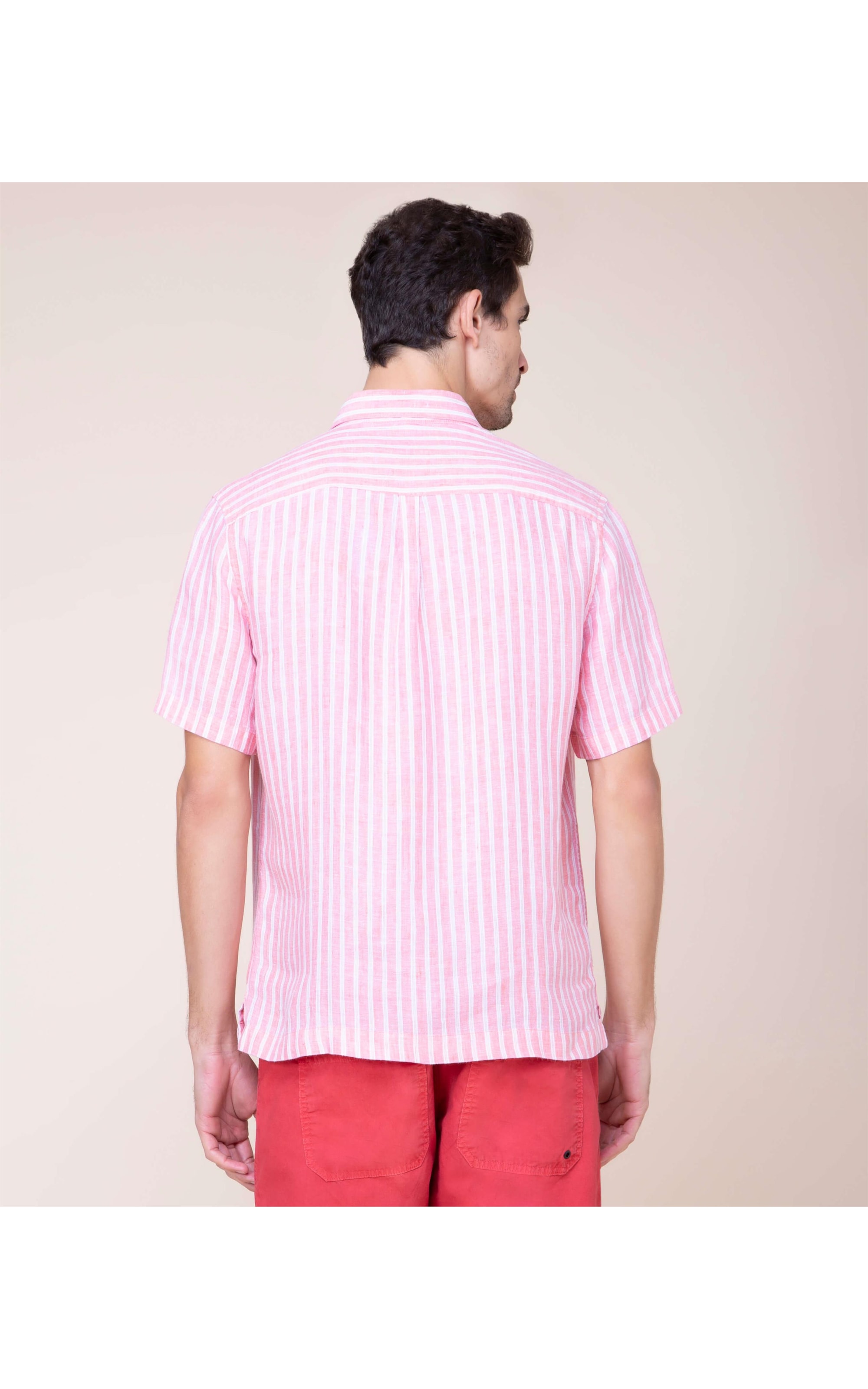 Camisa Puro Linho Gael Listrada Mc Coral