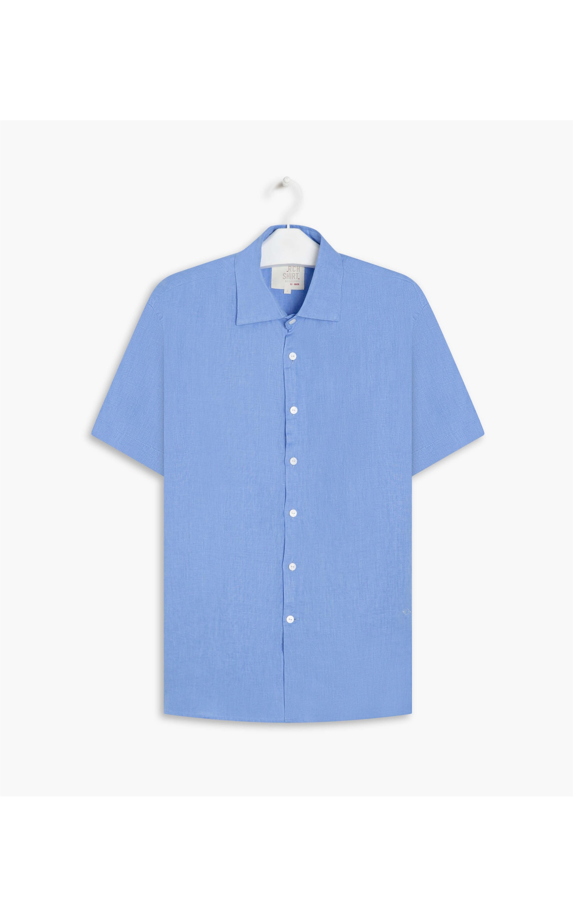 Camisa  Puro Linho  Garment Dye Azul Bic