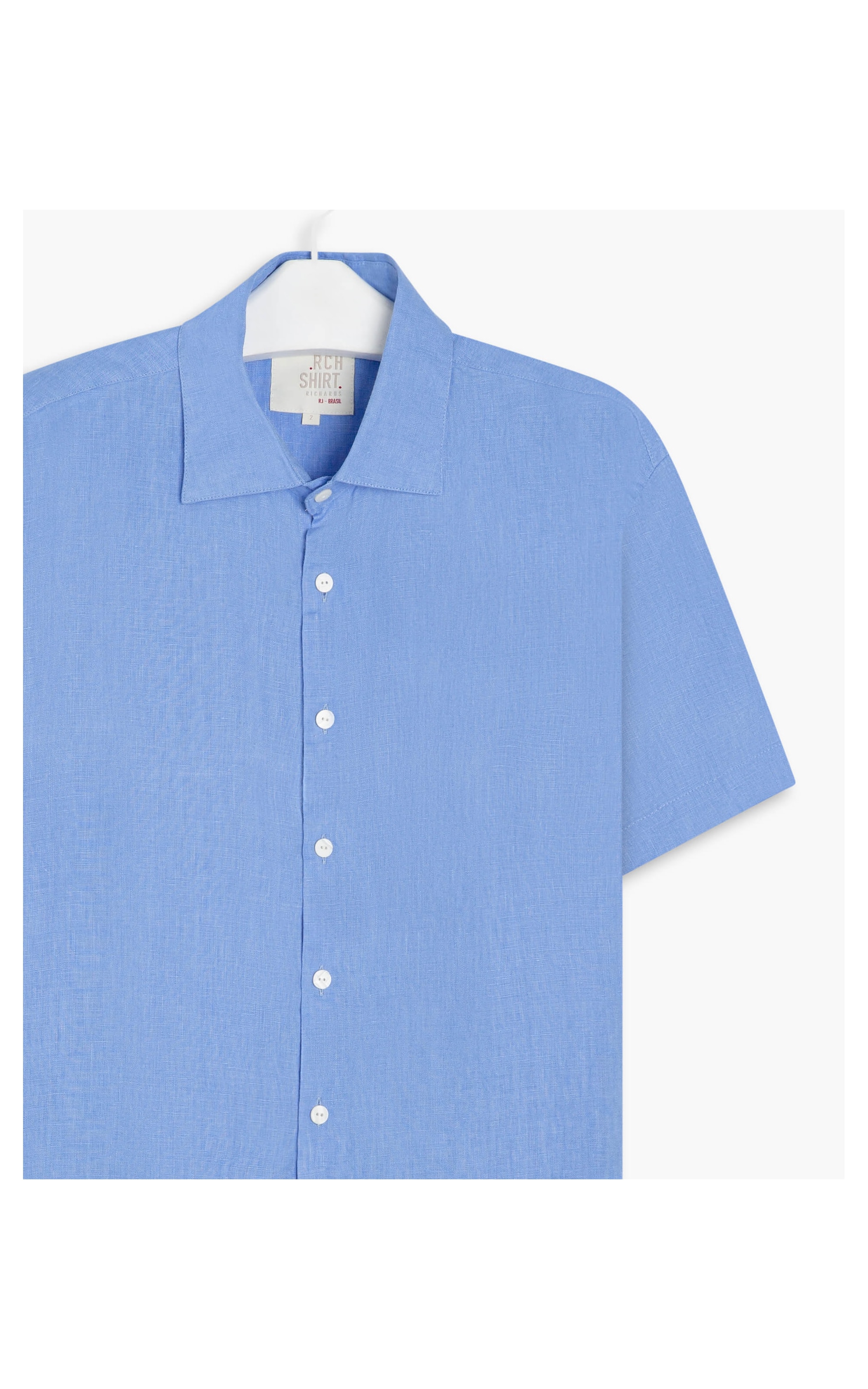 Camisa  Puro Linho  Garment Dye Azul Bic