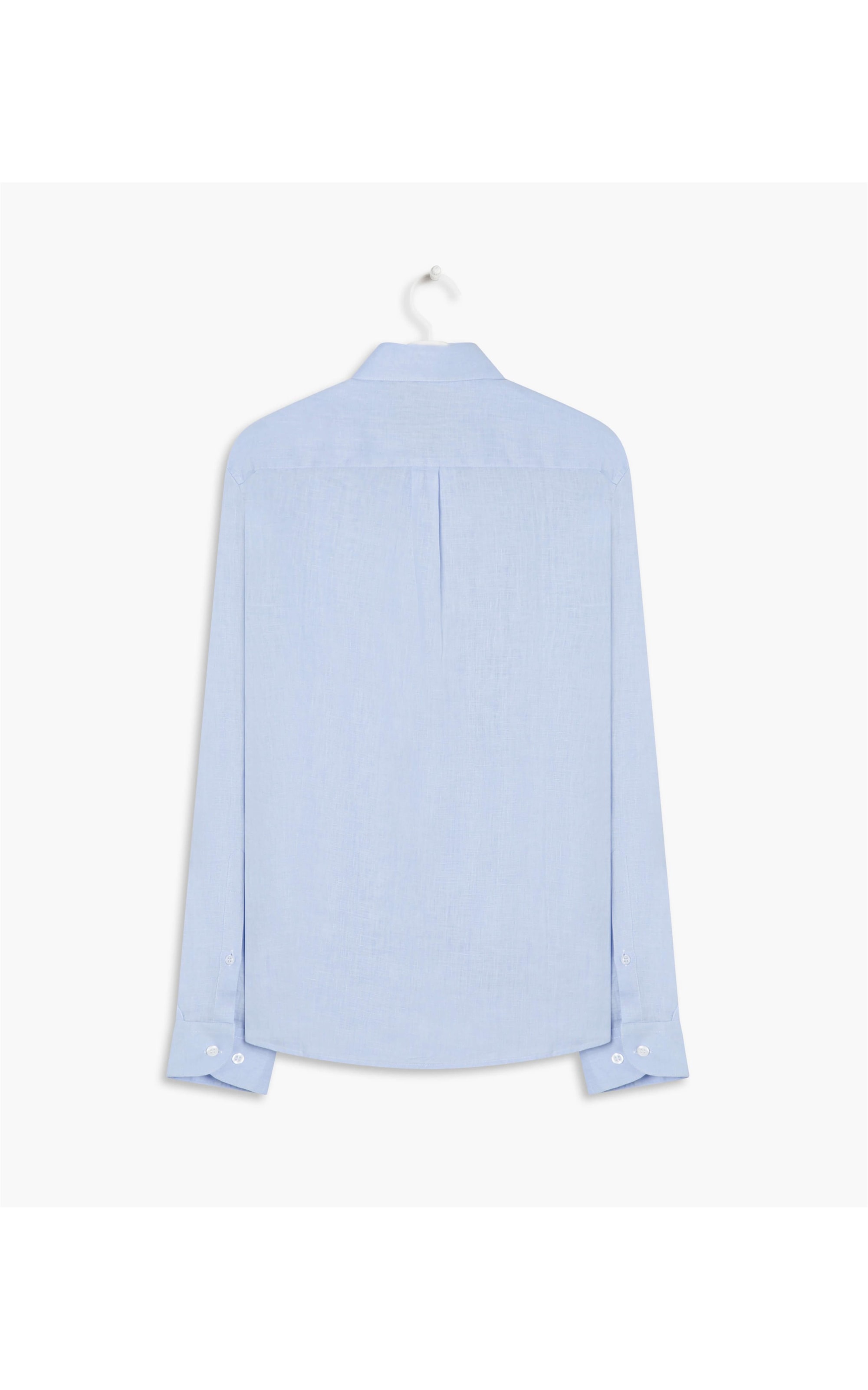 Camisa  Puro Linho Garment Dye  Ml Masculino Azul Chofer