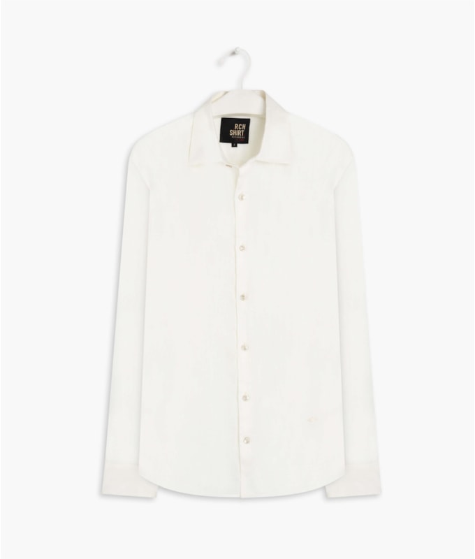 Camisa  Puro Linho Garment Dye  Ml Masculino Branco