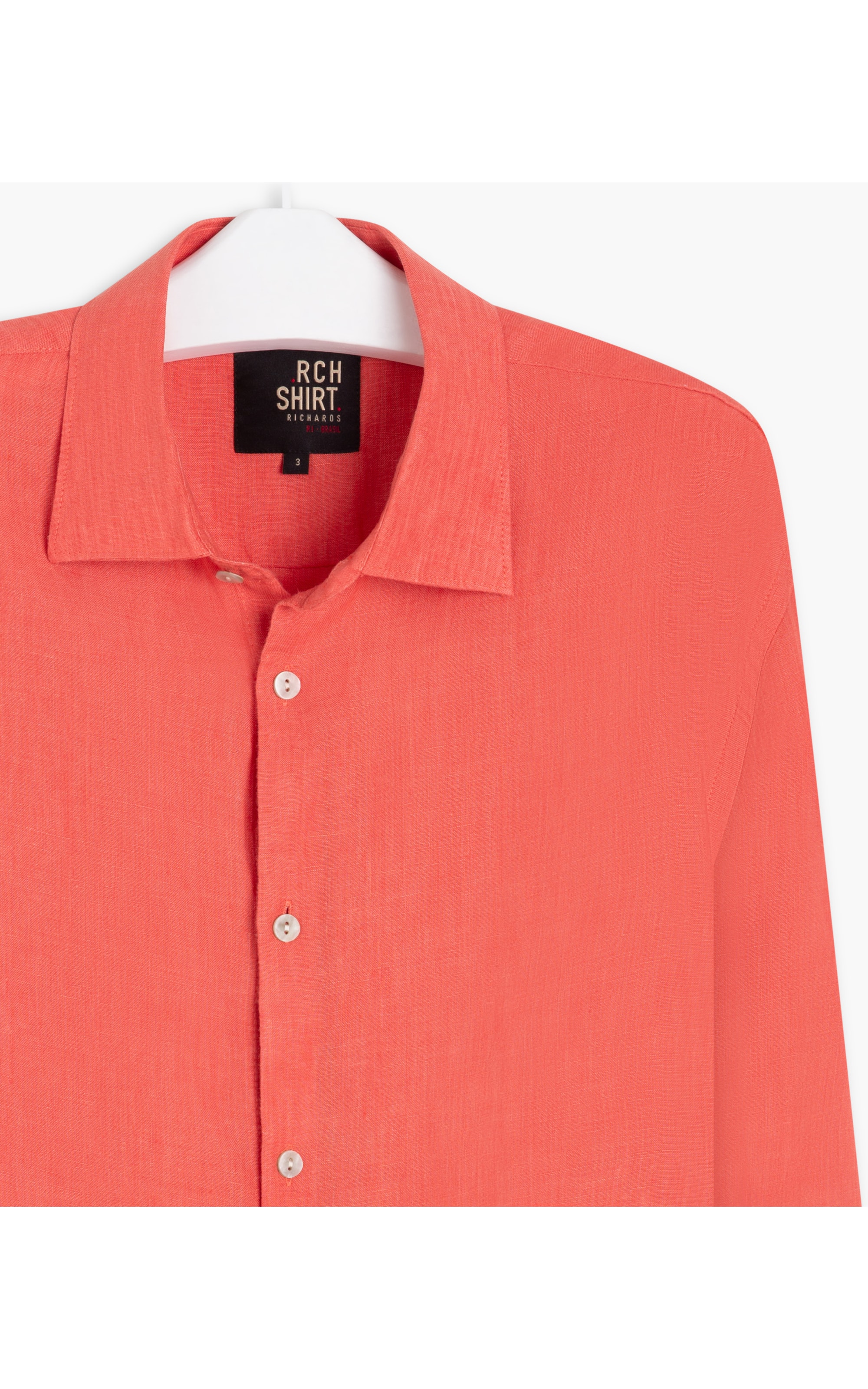 Camisa  Puro Linho Garment Dye  Ml Masculino Laranja