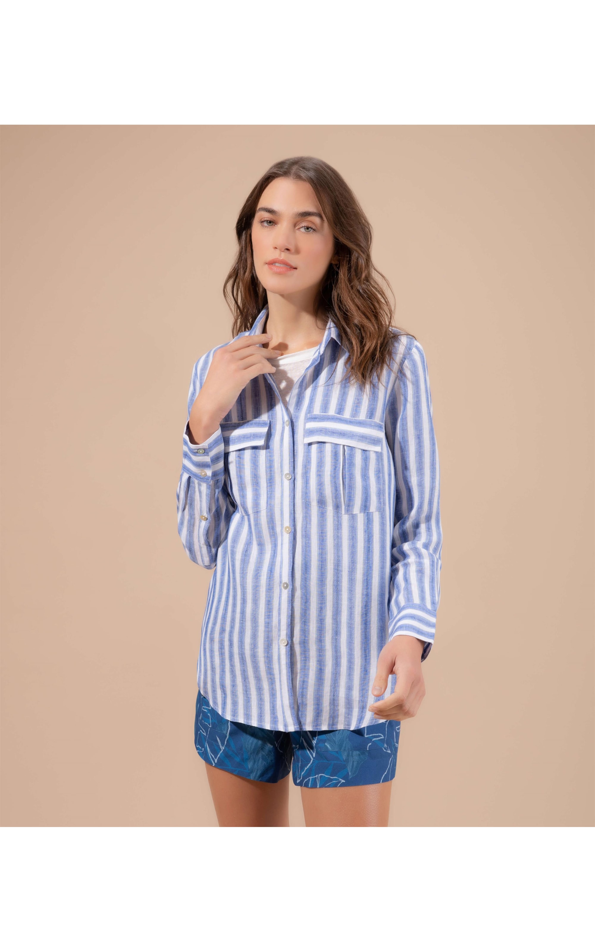 Camisa Puro Linho  Genebra Marinho