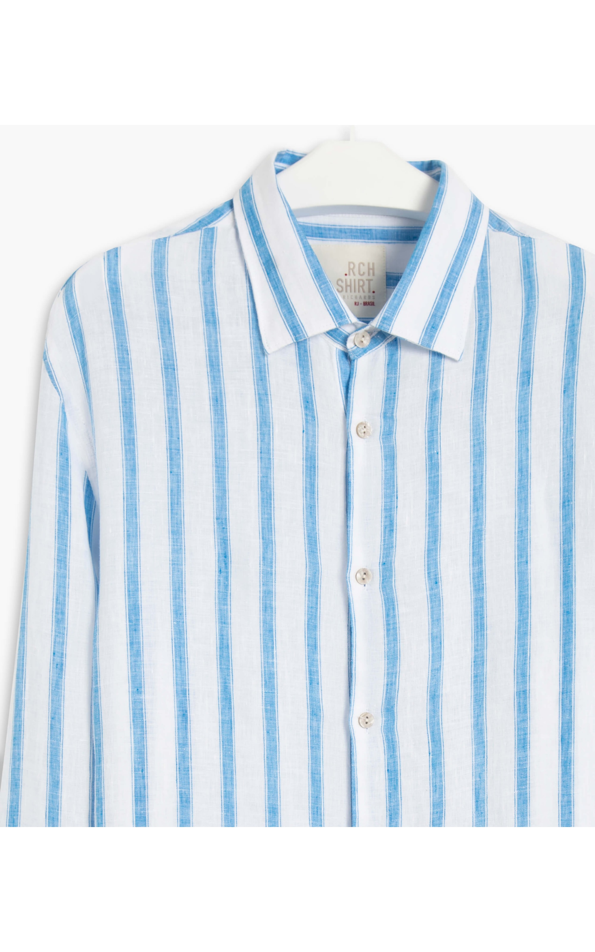 Camisa Puro Linho  João Gabriel Azul Bic