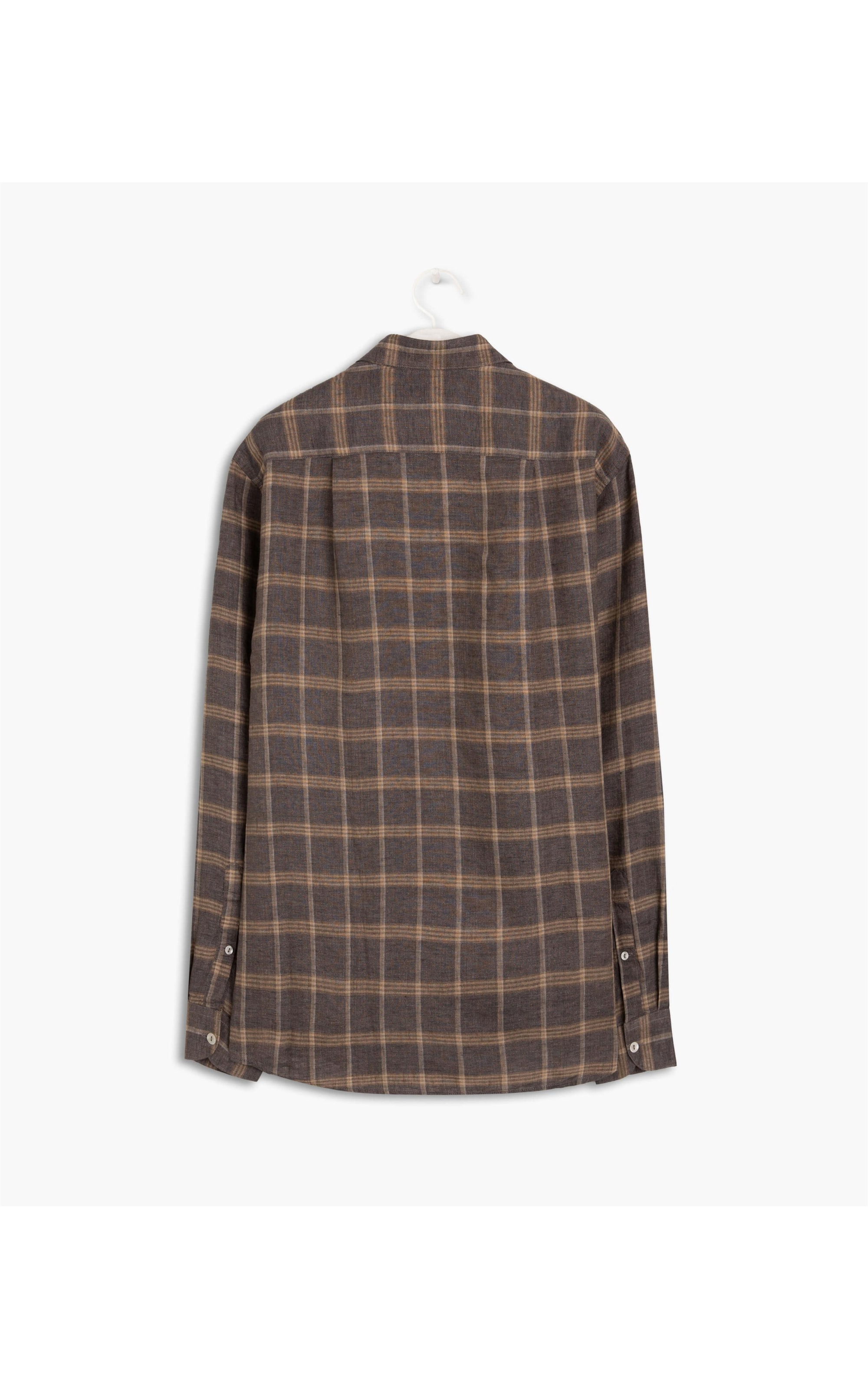Camisa Puro Linho Júnior Fio Tinto Xadrez Ml Marrom