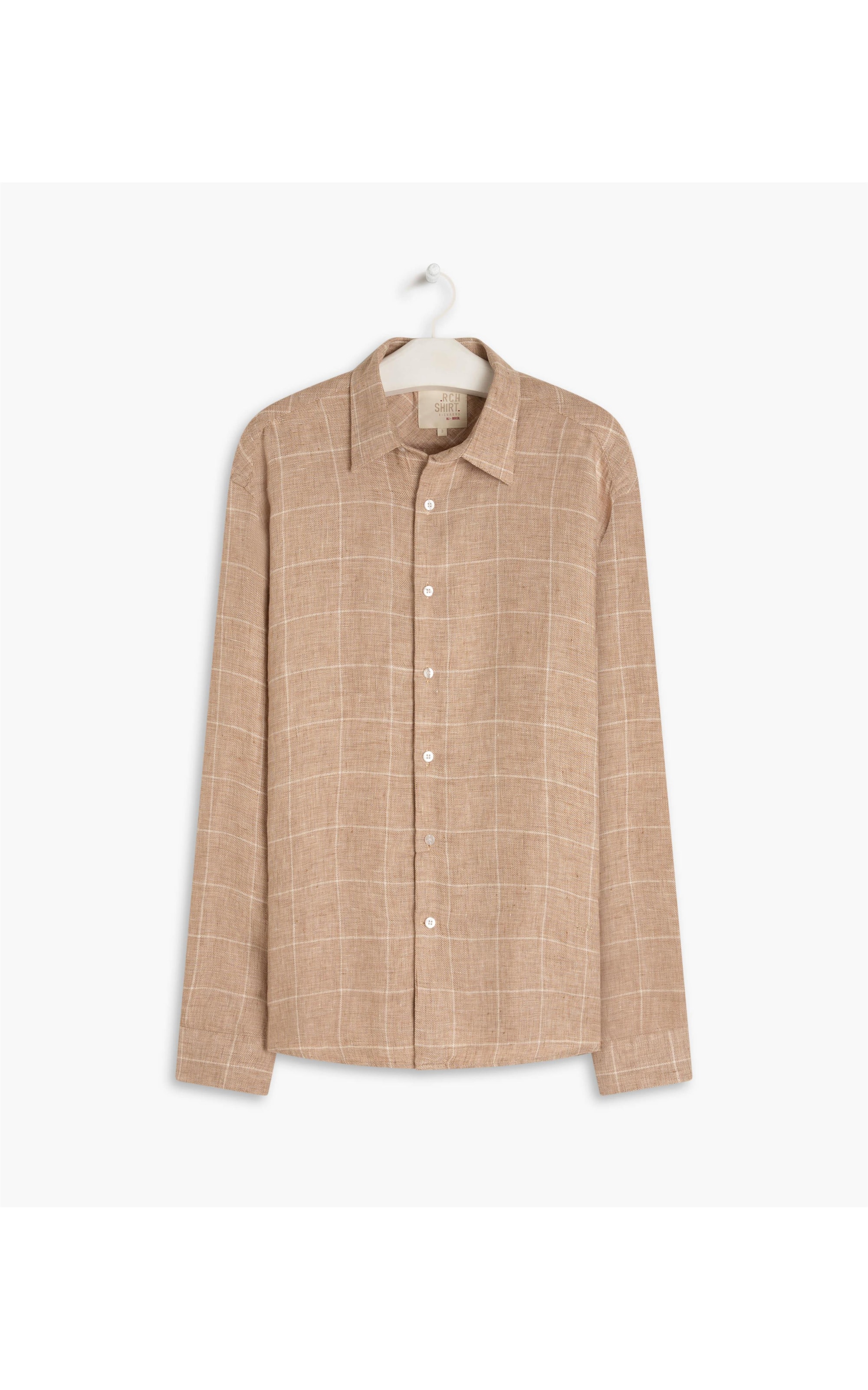 Camisa Puro Linho Linho Checks Ml Camel
