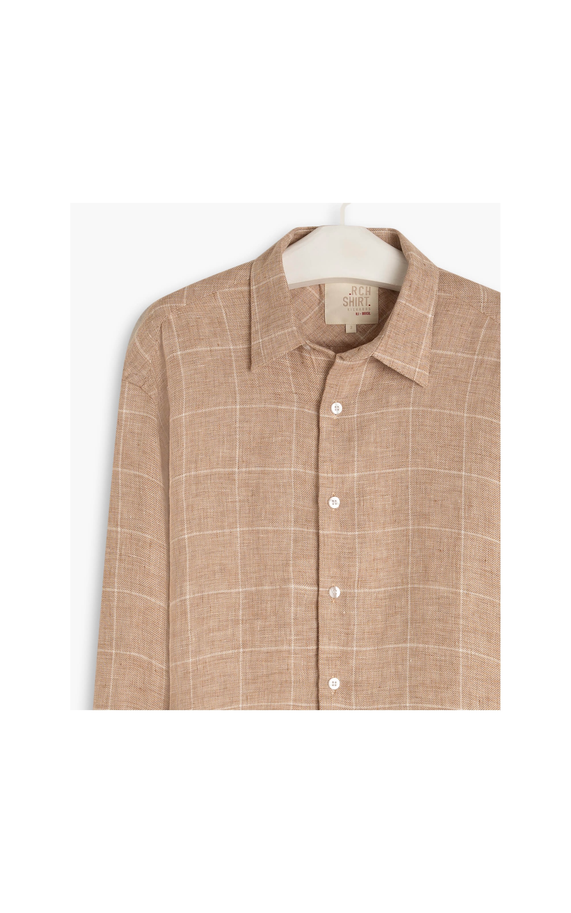Camisa Puro Linho Linho Checks Ml Camel