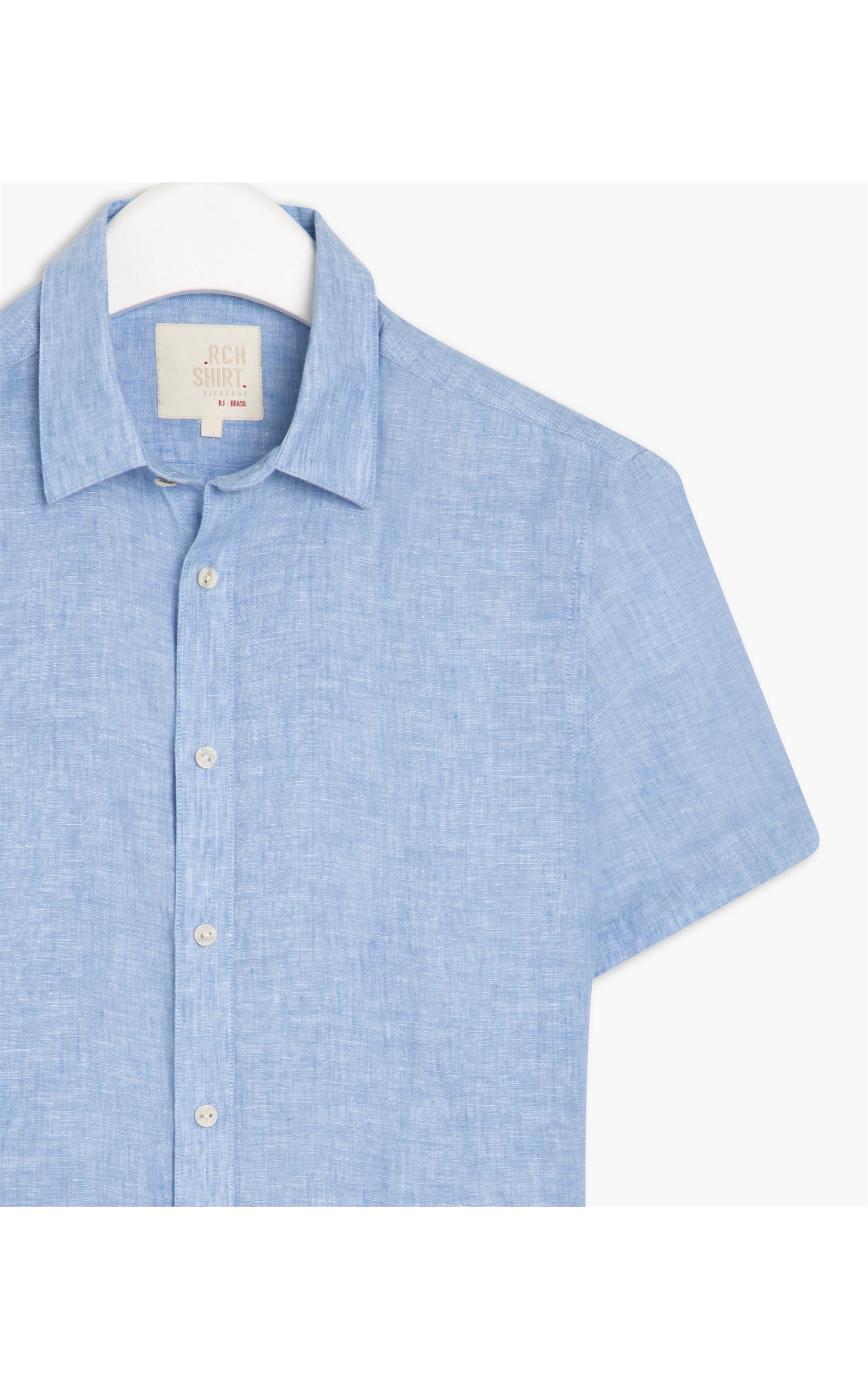Camisa  Puro Linho  Lisa Azul Claro