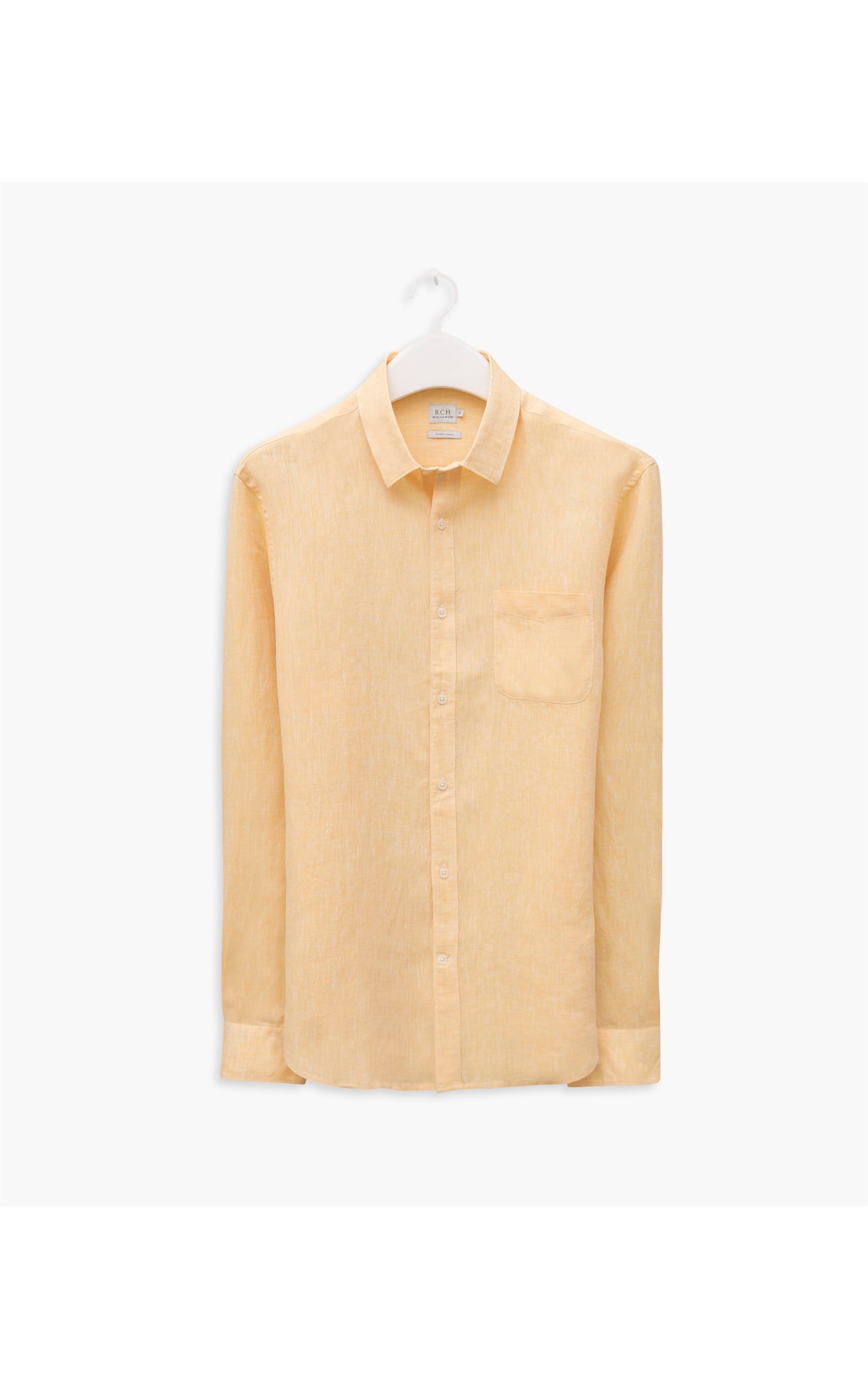 Camisa Puro Linho Lisa Ml Amarelo
