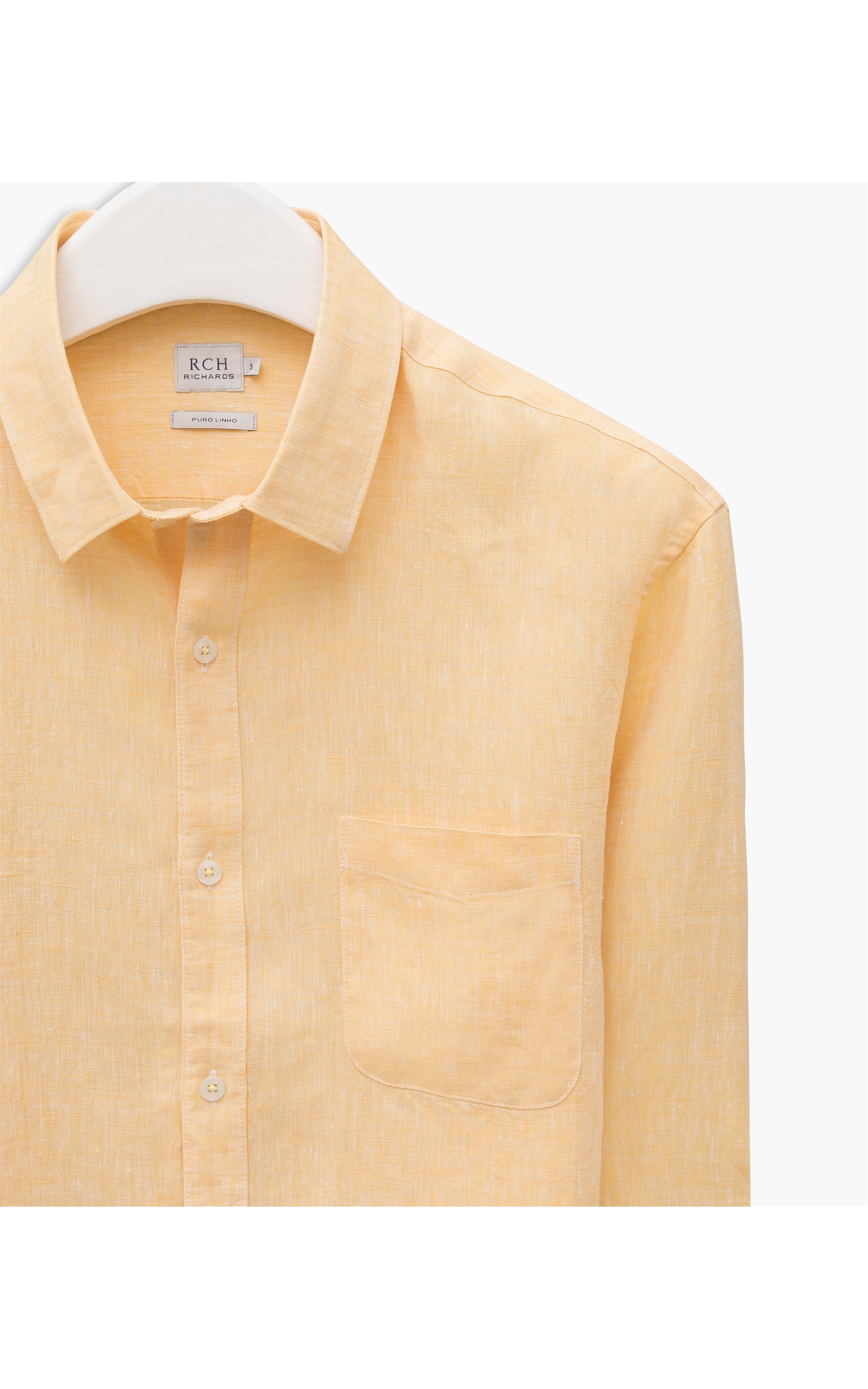 Camisa Puro Linho Lisa Ml Amarelo