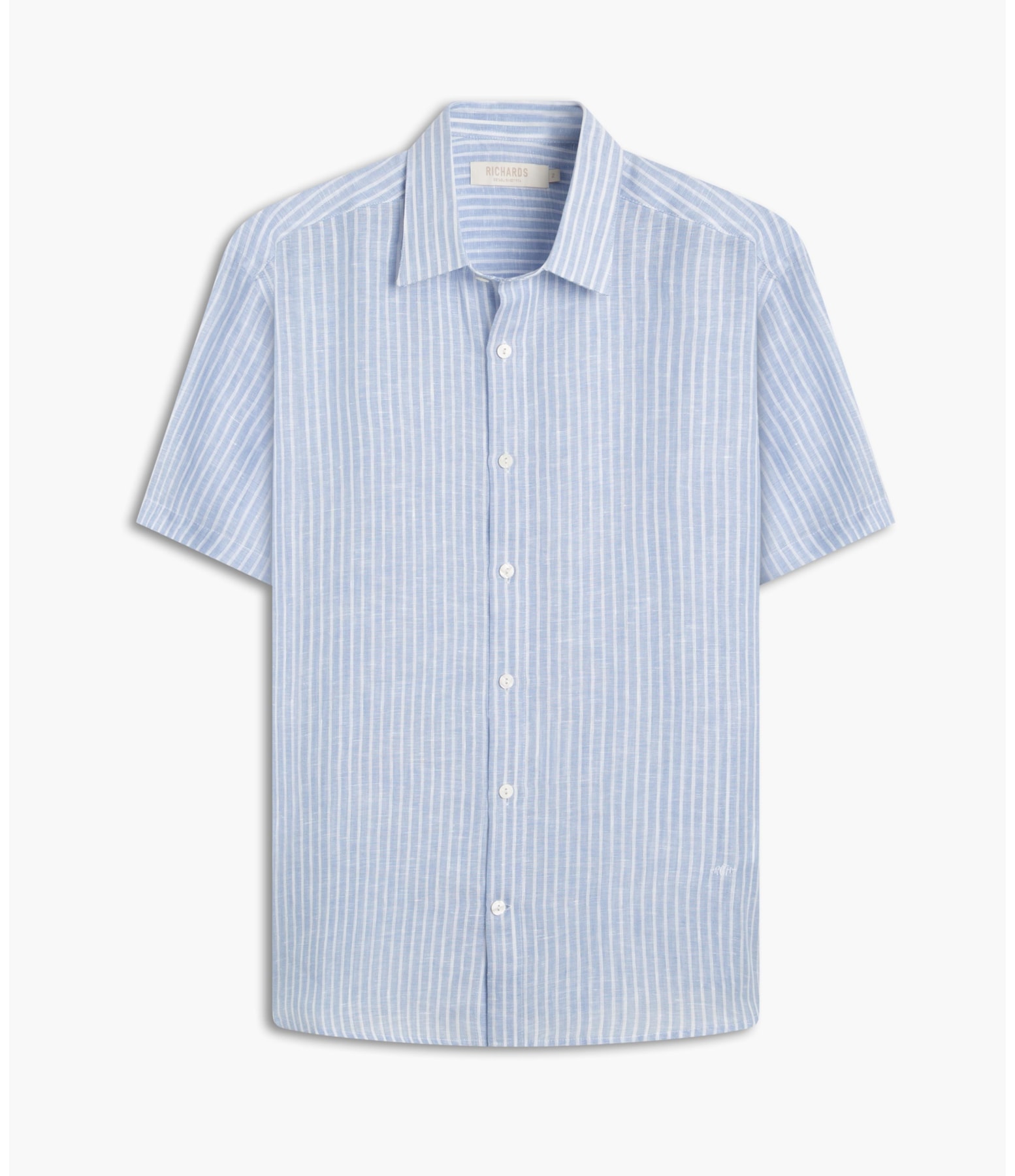 Camisa  Puro Linho  Listrado Azul Bic