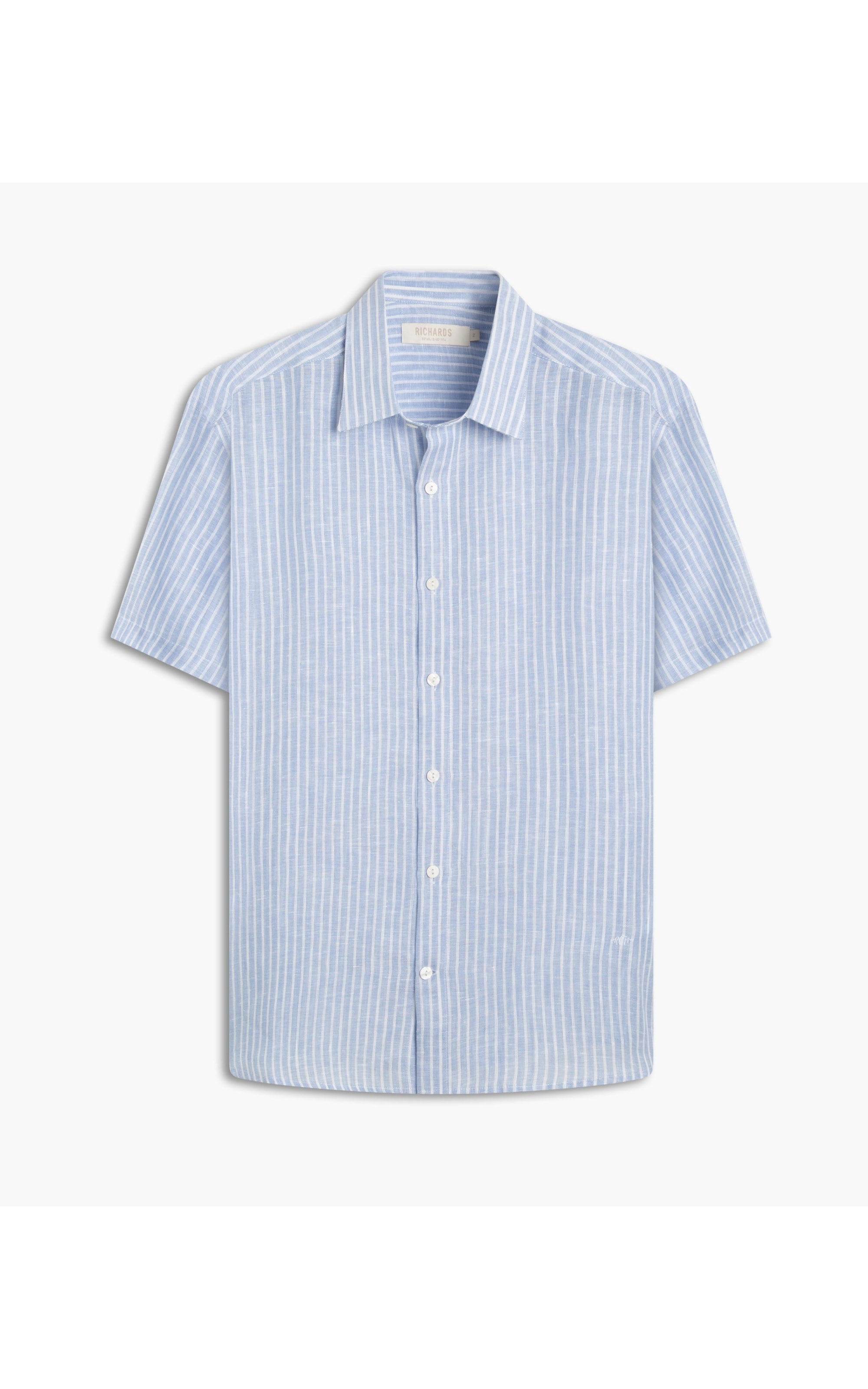 Camisa  Puro Linho  Listrado Azul Bic