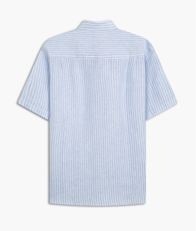 Camisa  Puro Linho  Listrado Azul Bic