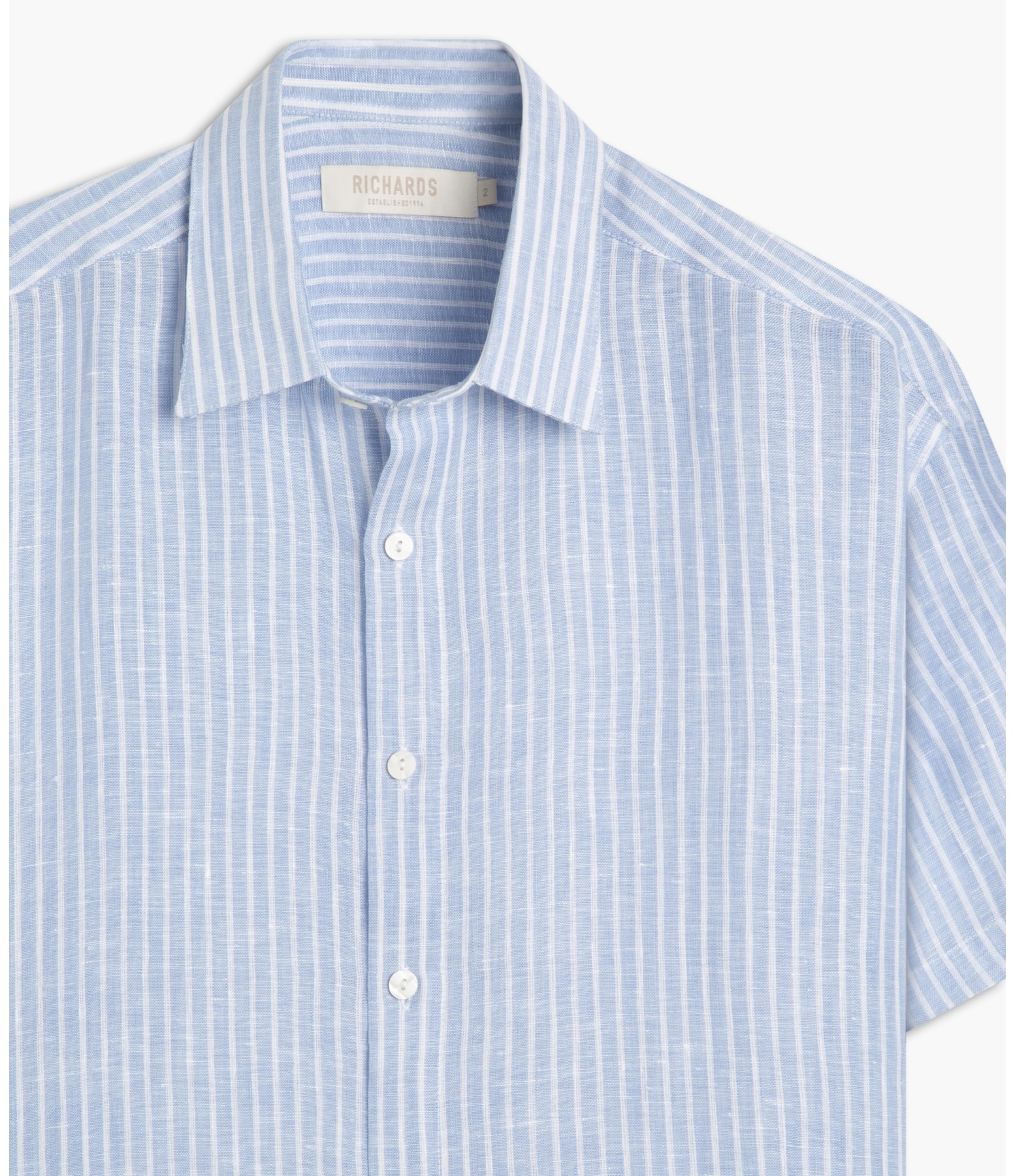 Camisa  Puro Linho  Listrado Azul Bic