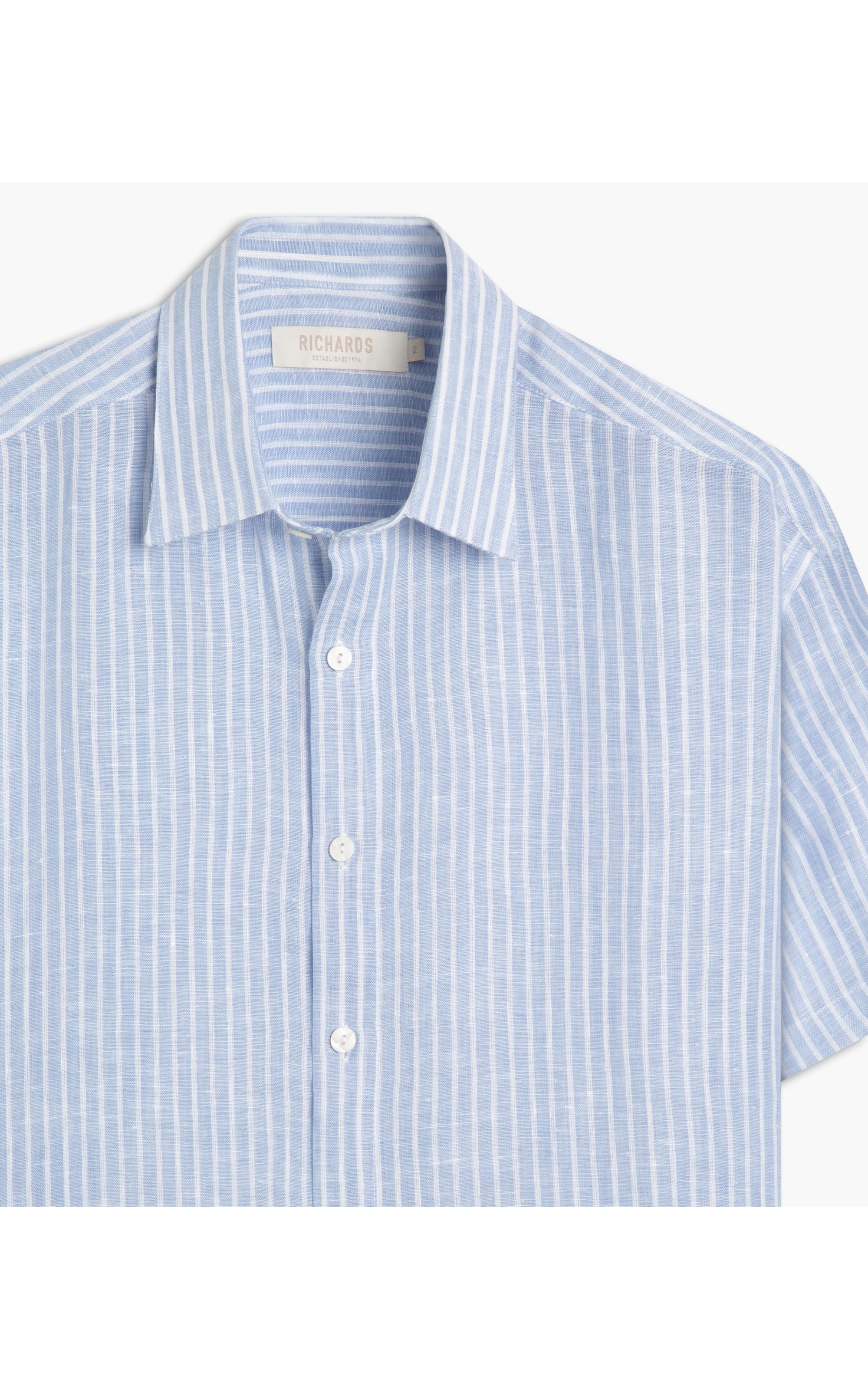 Camisa  Puro Linho  Listrado Azul Bic