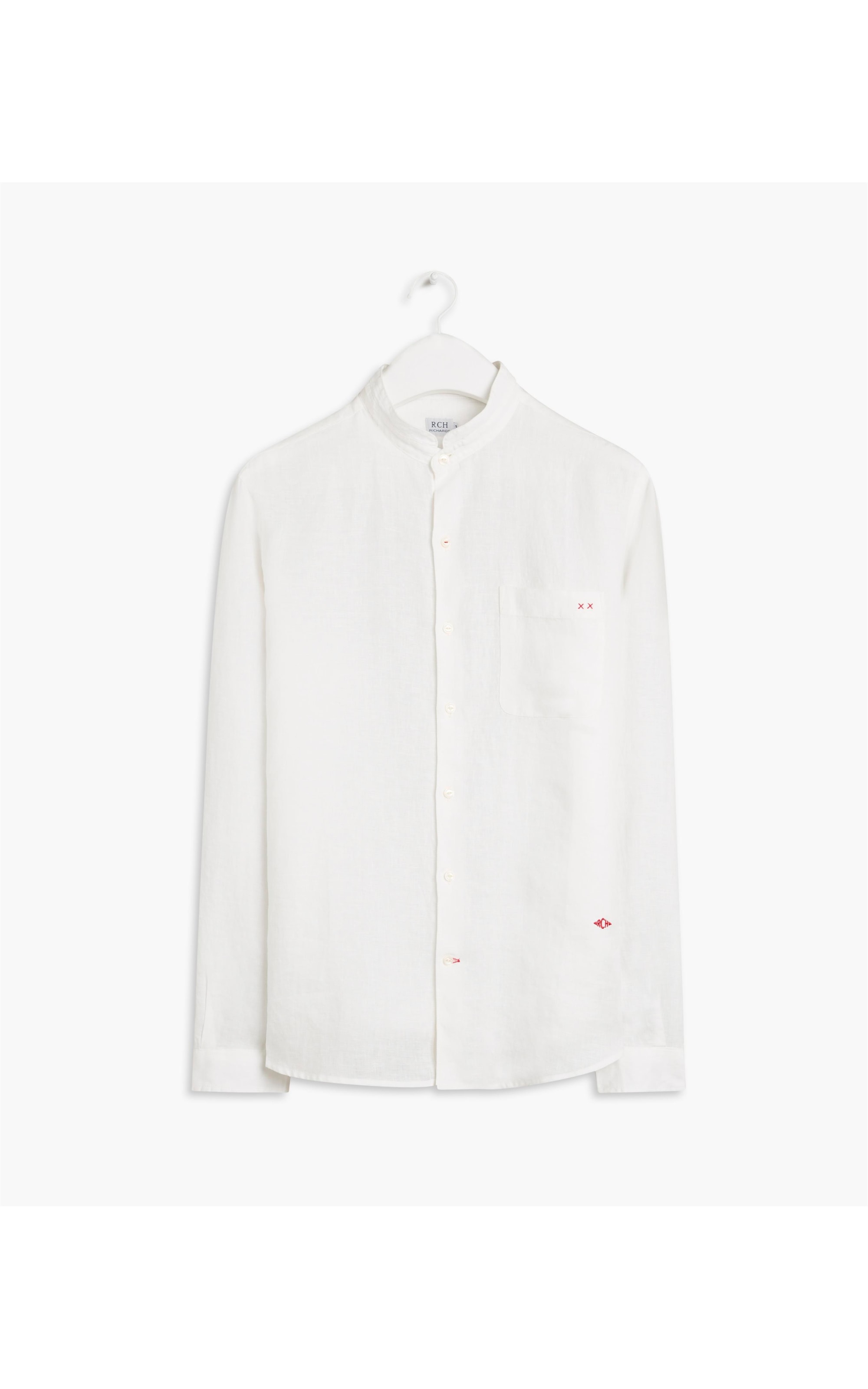 Camisa  Puro Linho  Mandarin Ano Novo Ml Branco