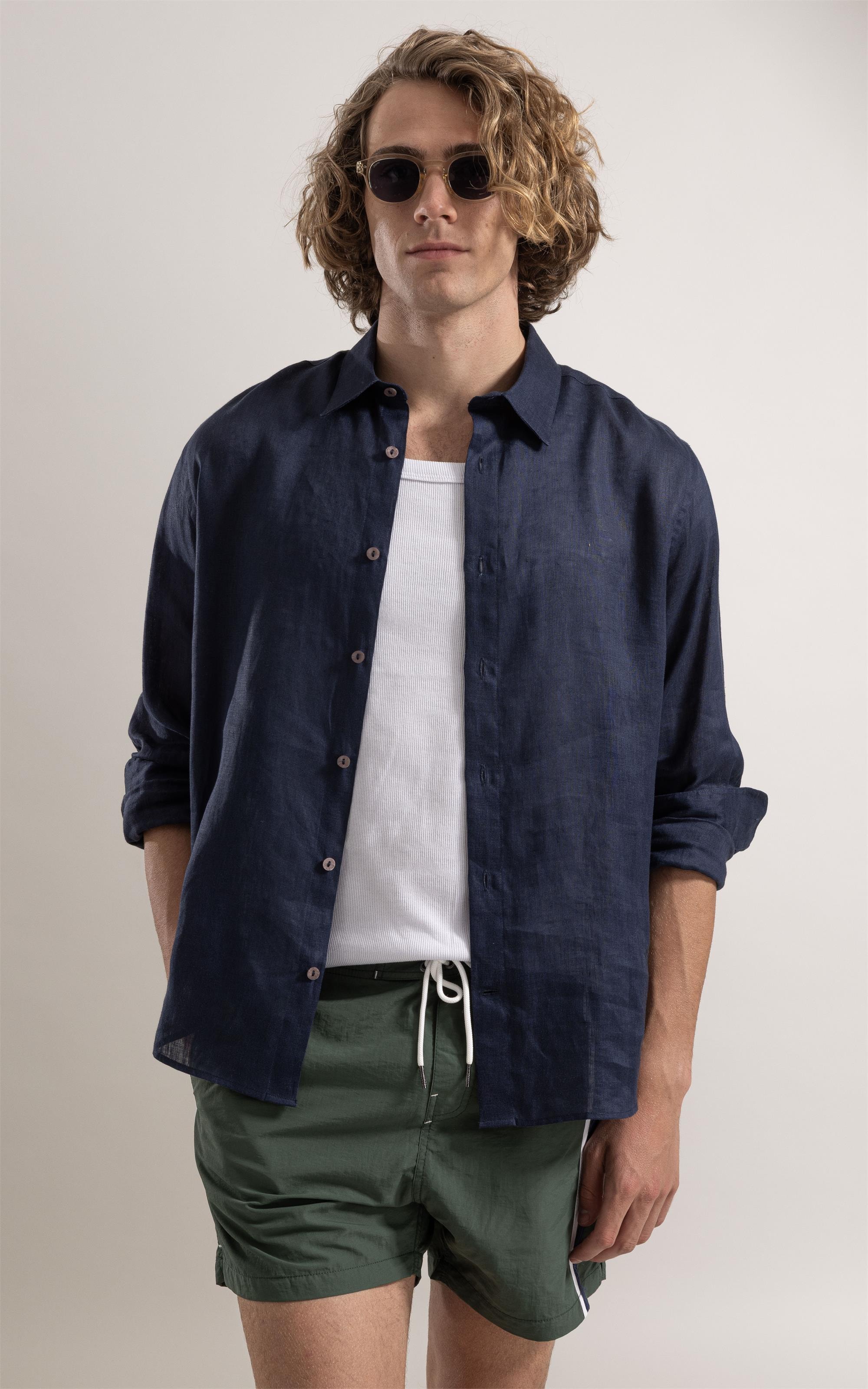Camisa  Puro Linho Marinho