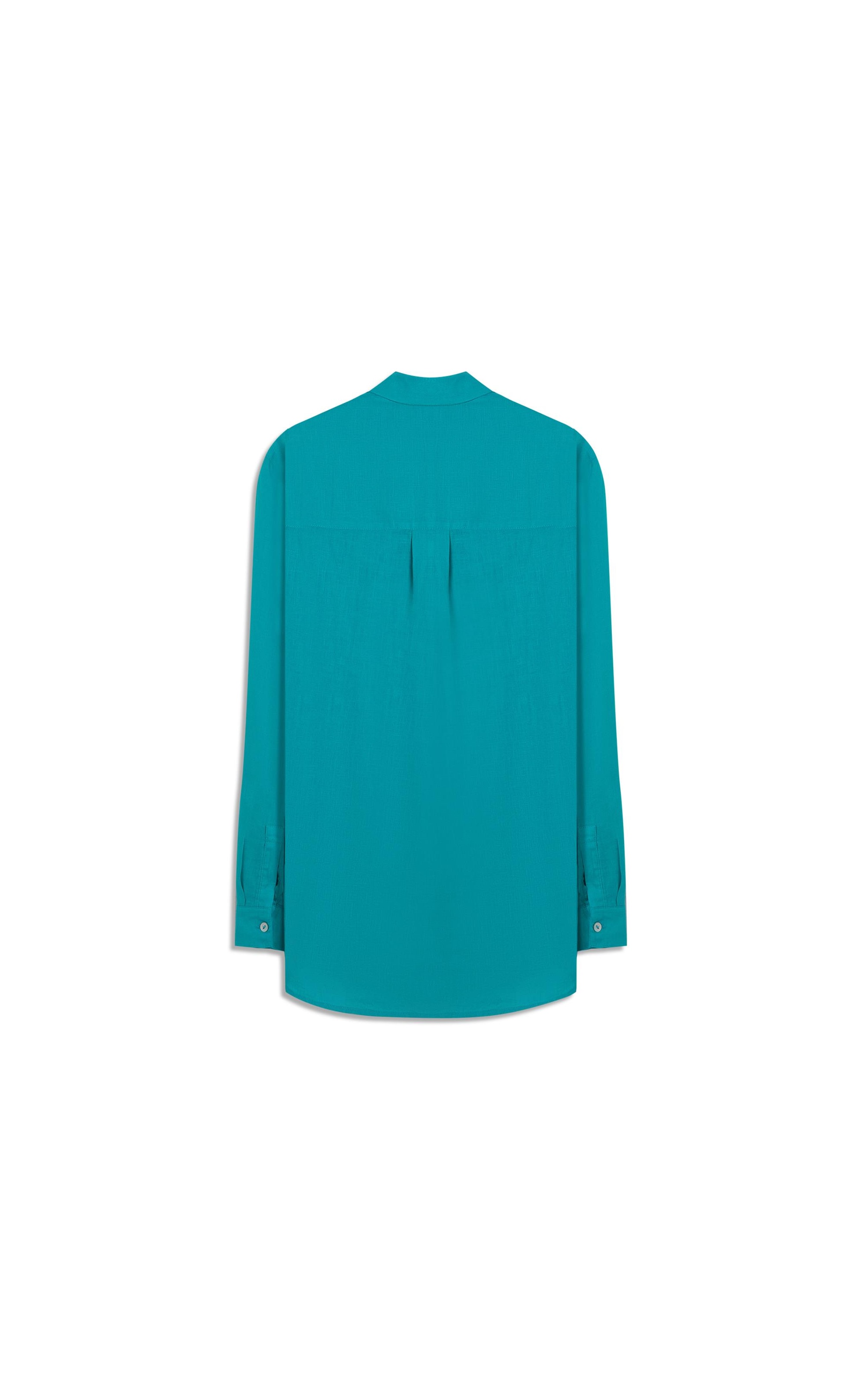 Camisa  Puro Linho Nina  Feminino Azul Piscina V24