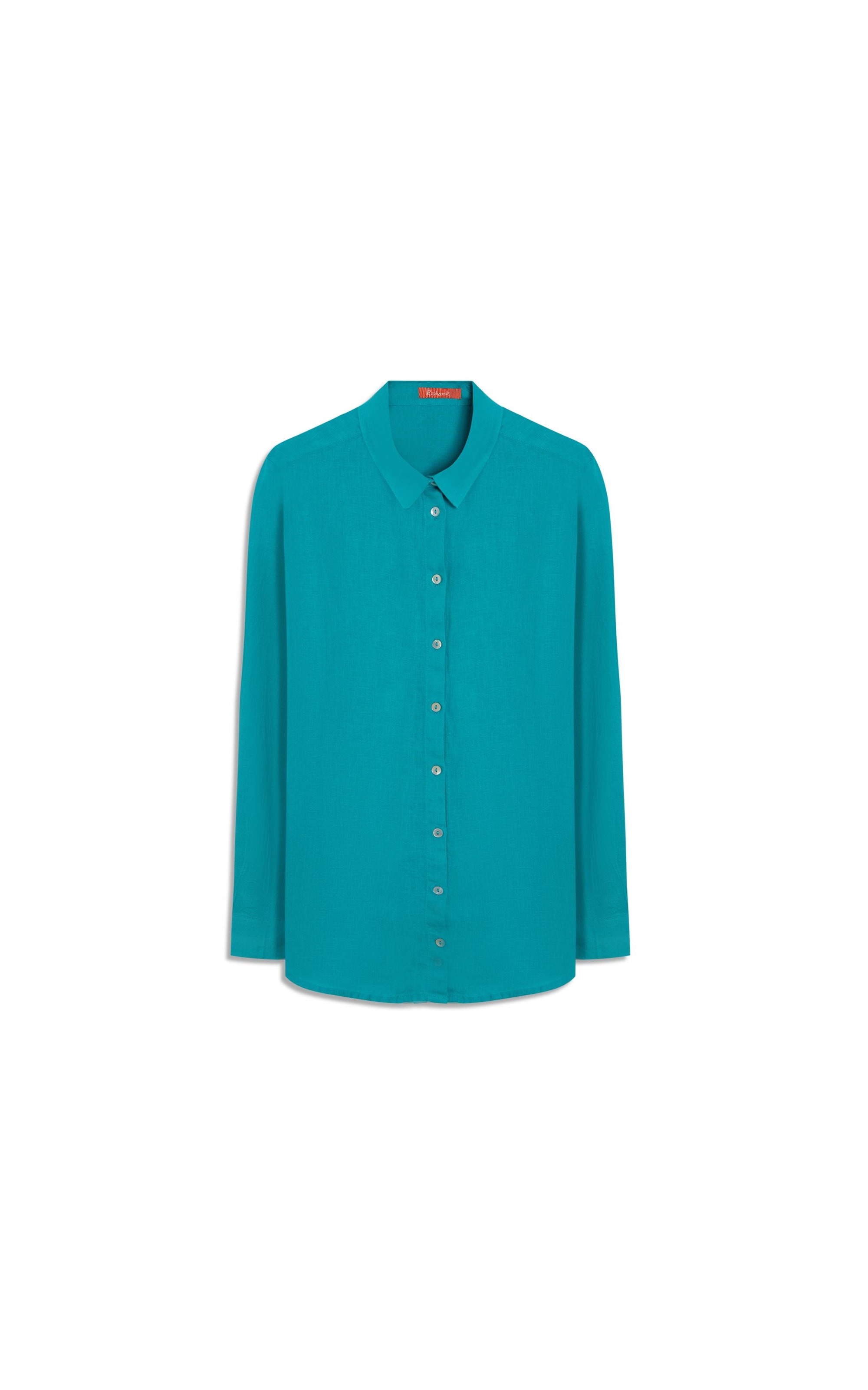 Camisa  Puro Linho Nina  Feminino Azul Piscina V24