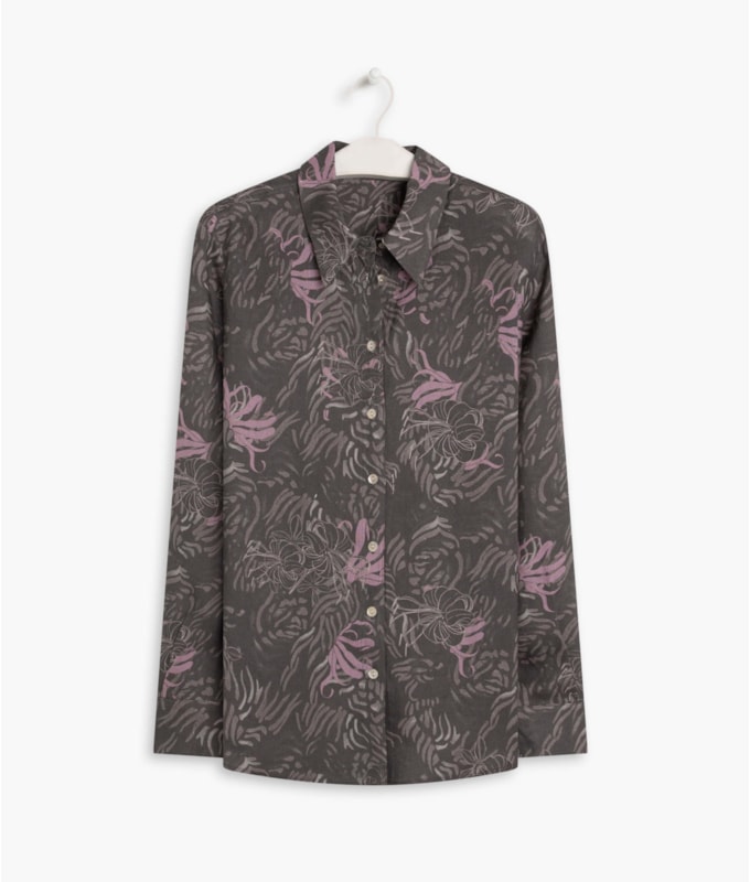 Camisa Puro Linho  Nina Tiger Grafite